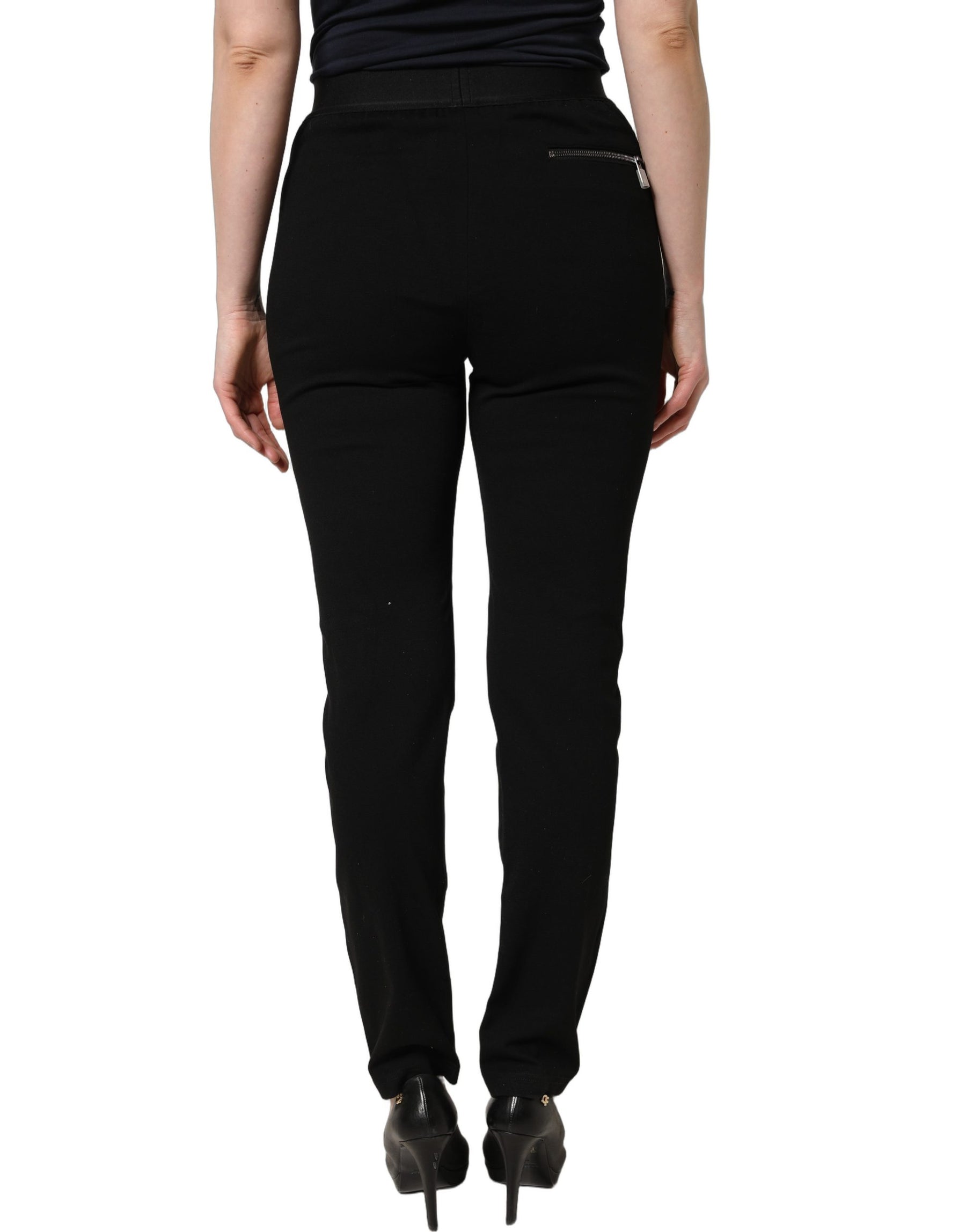 Dolce & Gabbana Black Viscose Mid Waist Skinny Trouser Pants | Regal Royce