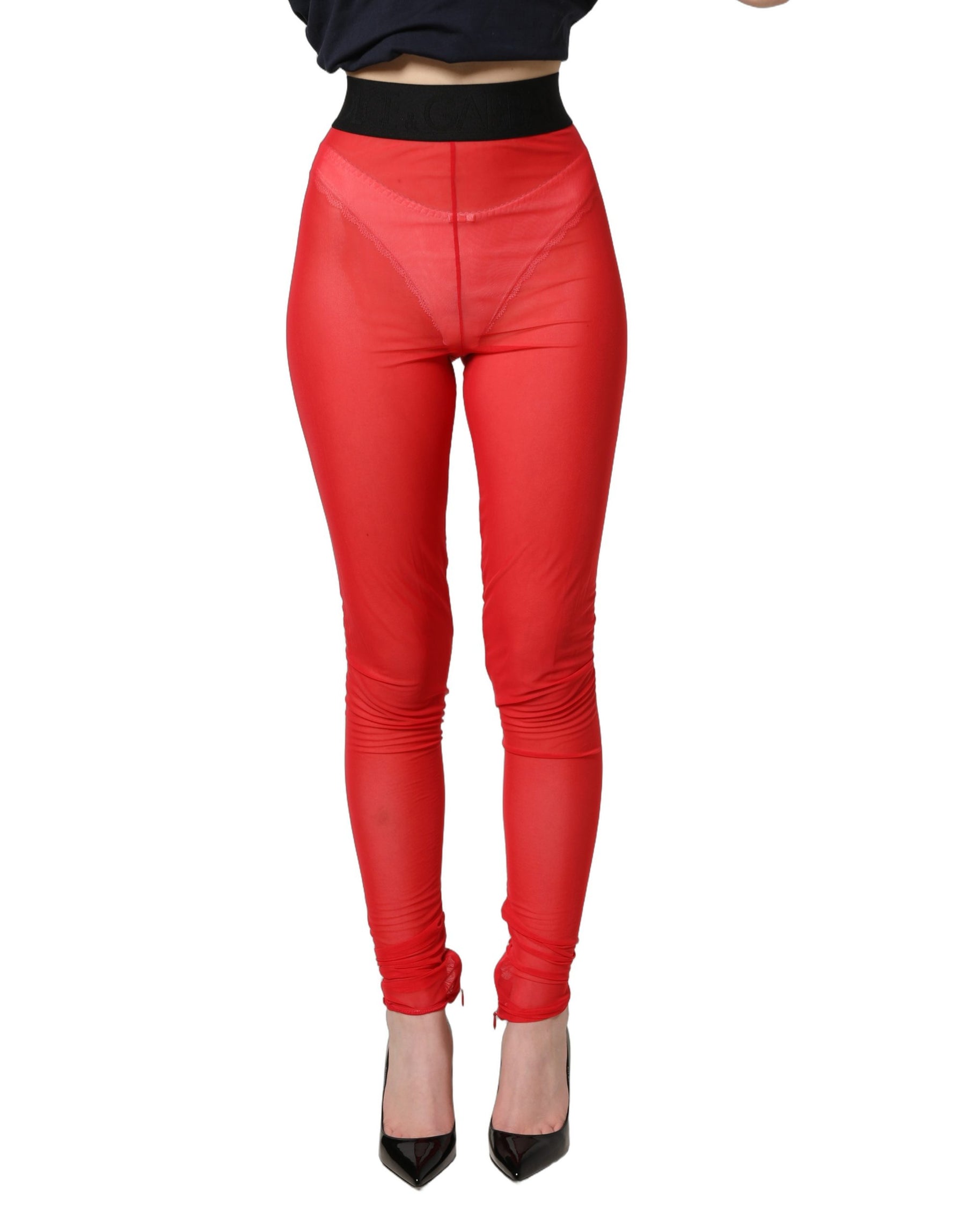 Dolce & Gabbana Red Nylon Stretch Slim Legging Trouser Pants | Regal Royce