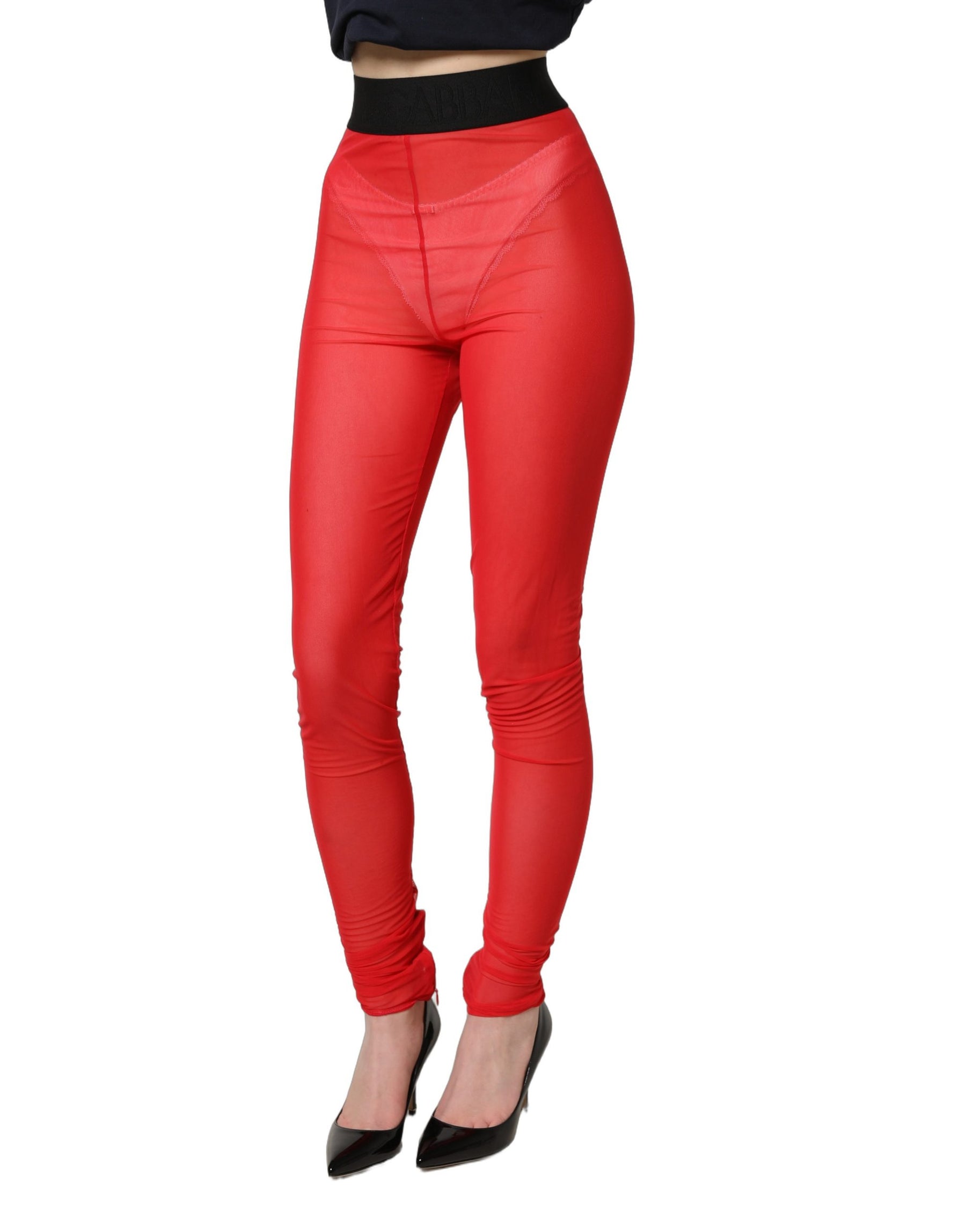Dolce & Gabbana Red Nylon Stretch Slim Legging Trouser Pants | Regal Royce