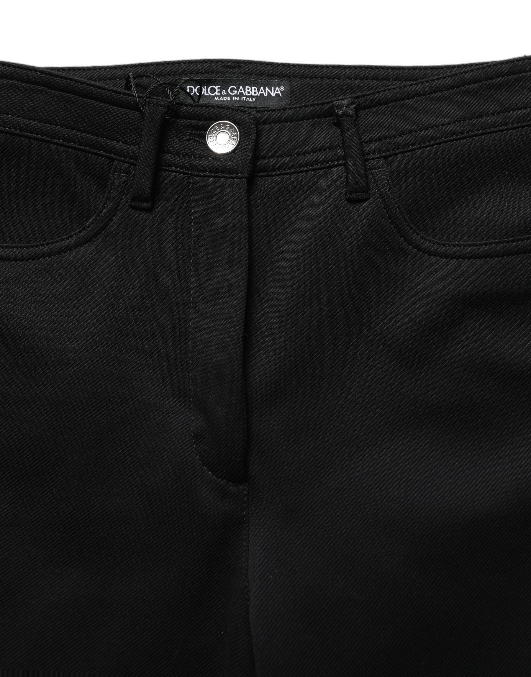 Dolce & Gabbana Black Nylon Stretch Skinny High Waist Pants | Regal Royce