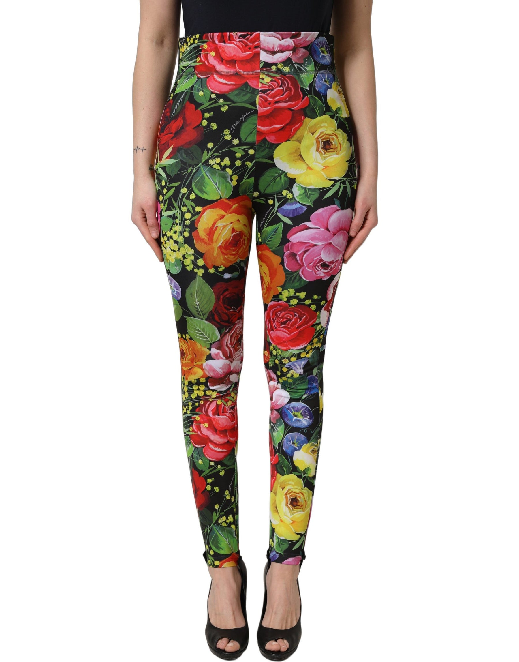 Dolce & Gabbana Multicolor Floral Stretch Jersey Leggings Pants | Regal Royce