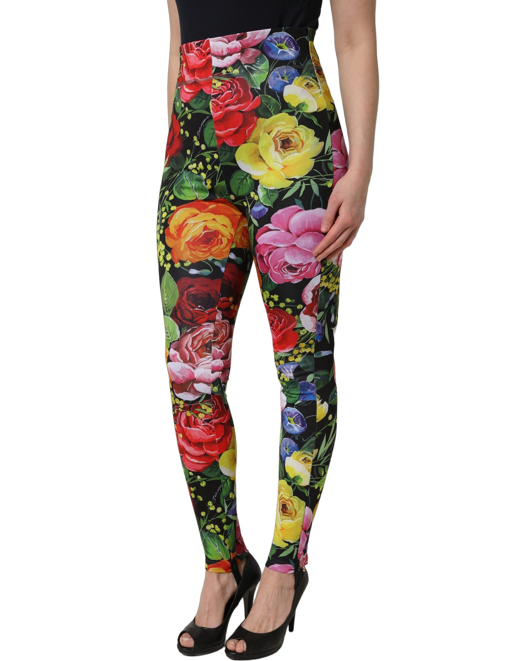 Dolce & Gabbana Multicolor Floral Stretch Jersey Leggings Pants | Regal Royce
