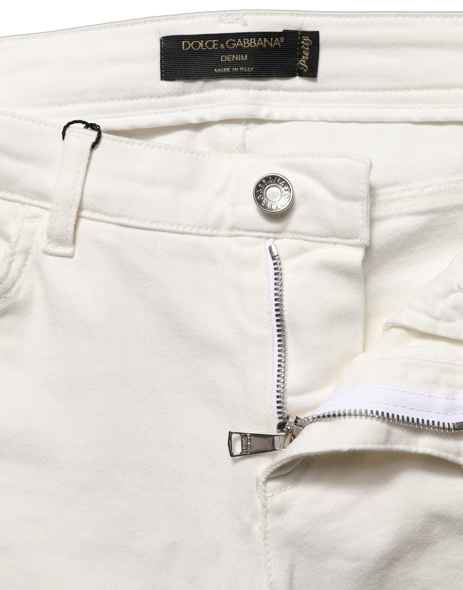 Dolce & Gabbana White Tattered Skinny Cotton Denim Jeans | Regal Royce