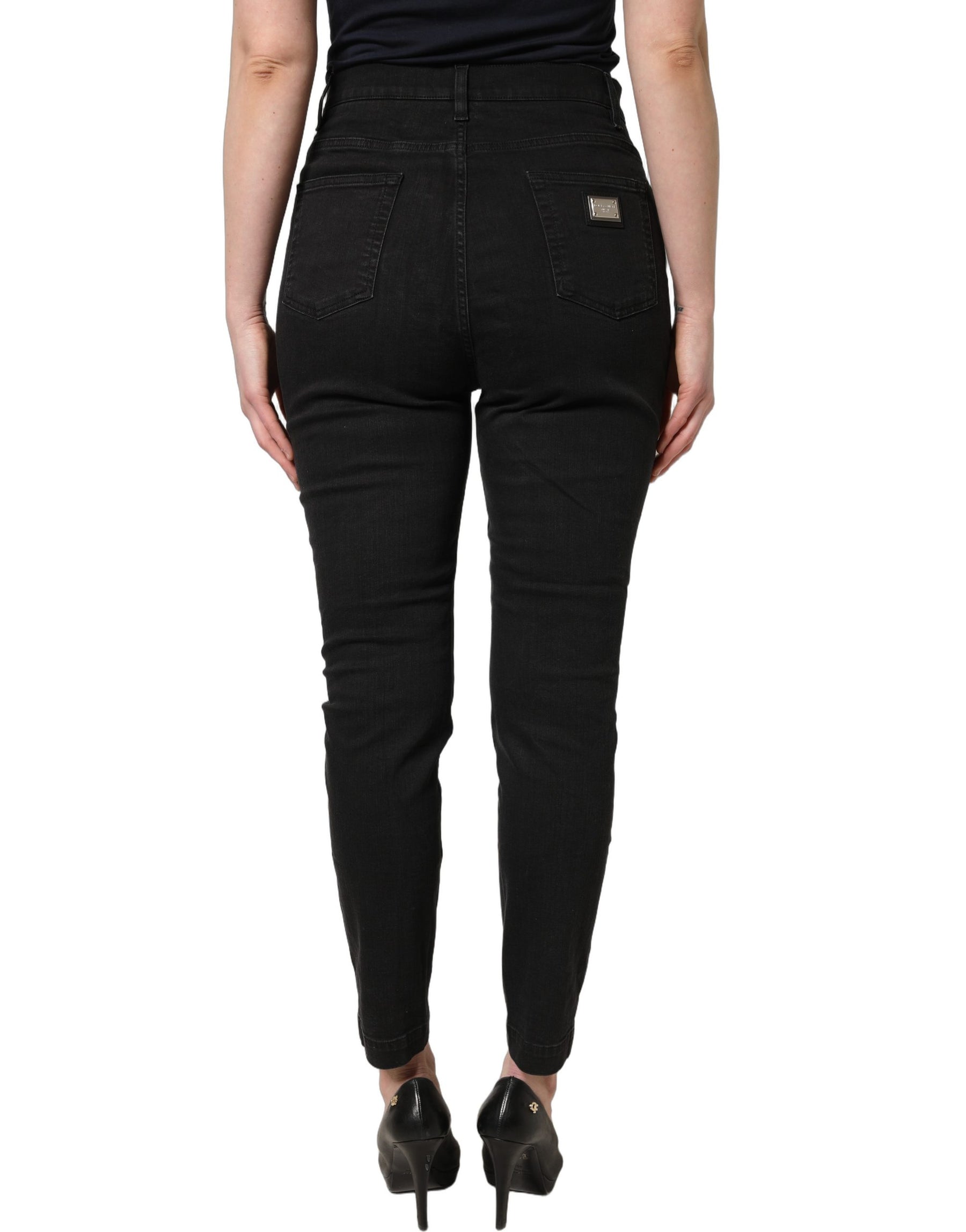 Dolce & Gabbana Black Skinny Cotton High Waist Denim Jeans | Regal Royce