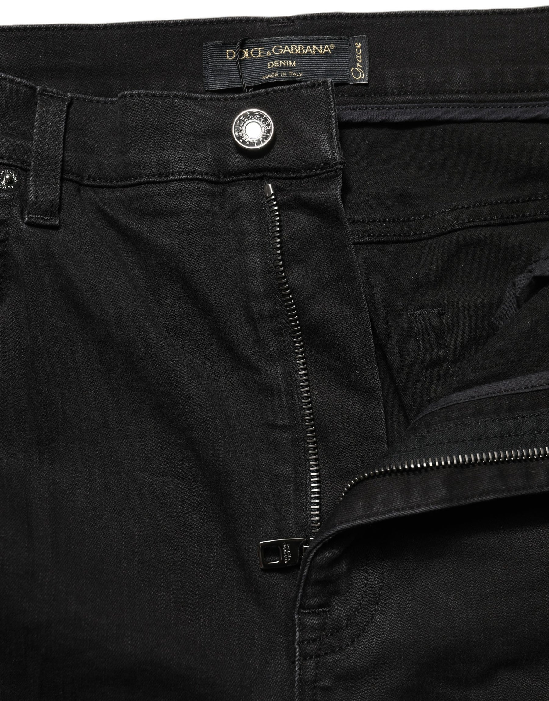 Dolce & Gabbana Black Skinny Cotton High Waist Denim Jeans | Regal Royce