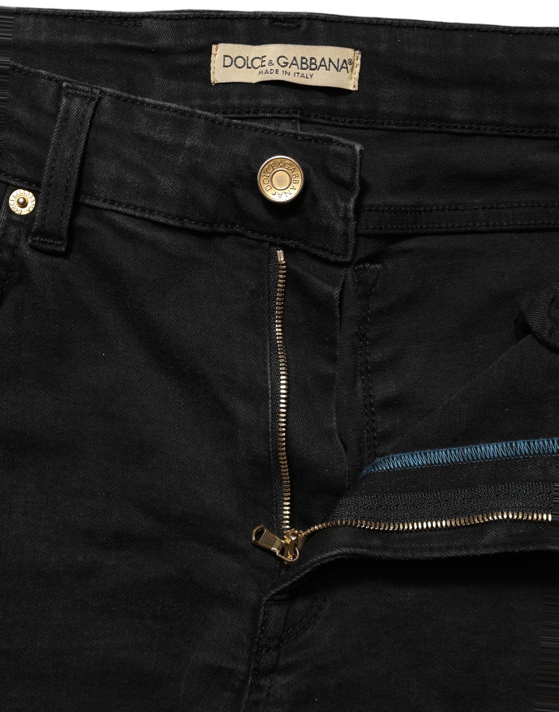 Dolce & Gabbana Black Skinny Cotton Low Waist Denim Jeans | Regal Royce