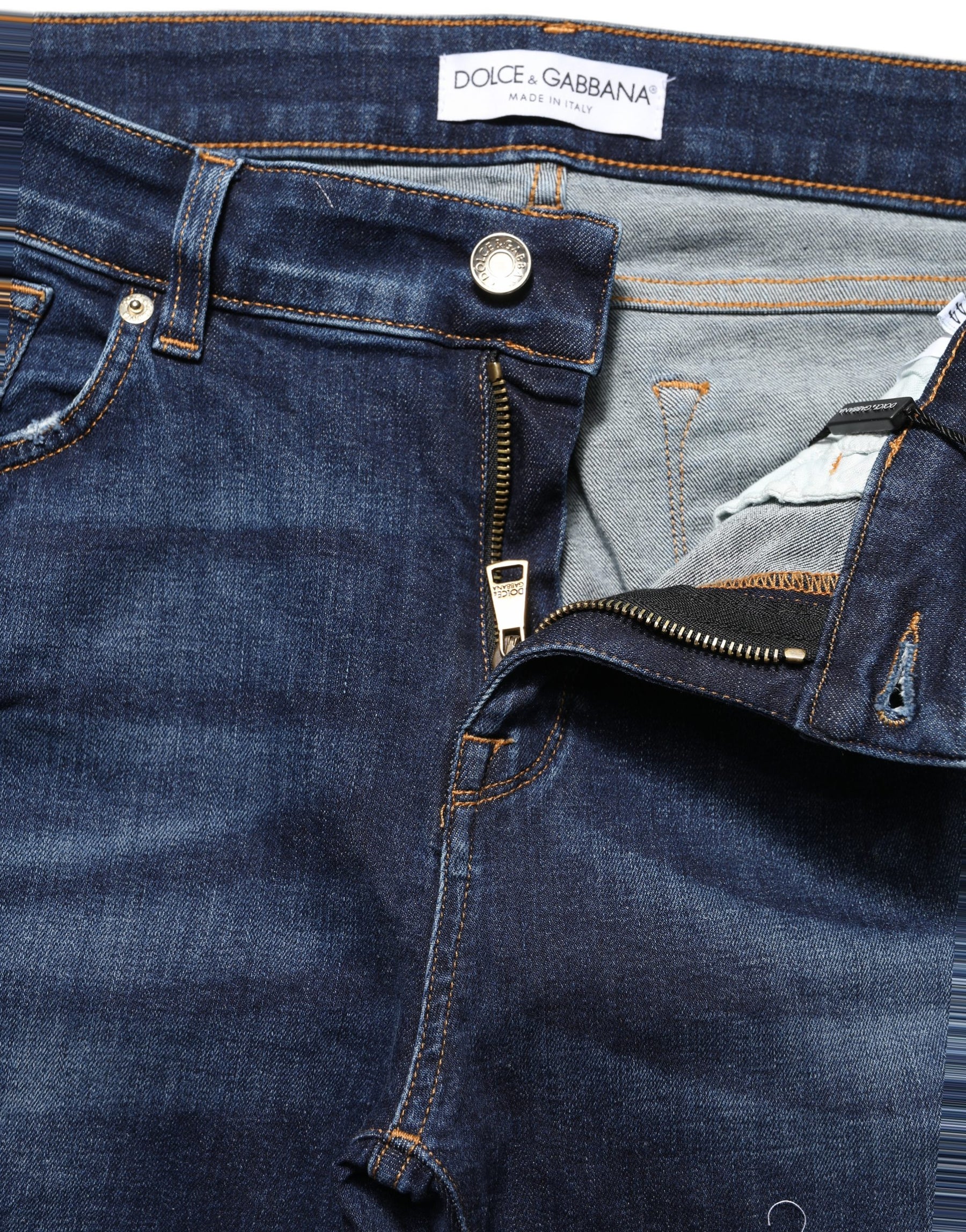 Dolce & Gabbana Blue Distressed Skinny Cotton Denim Jeans | Regal Royce