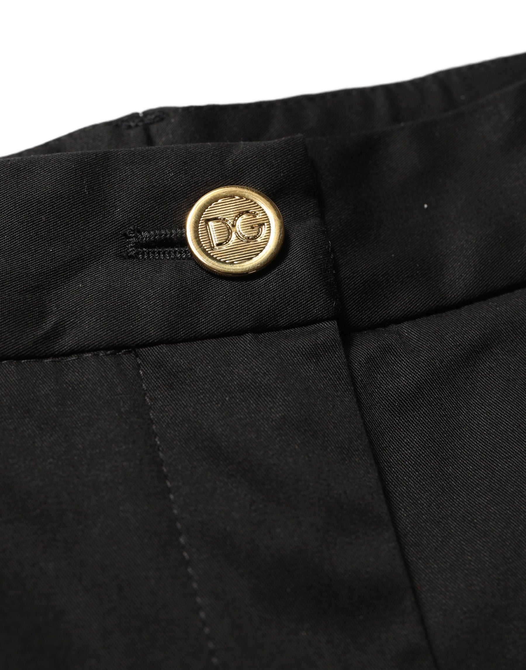 Dolce & Gabbana Black Tapered Leg Dress Cotton Trousers Pants | Regal Royce