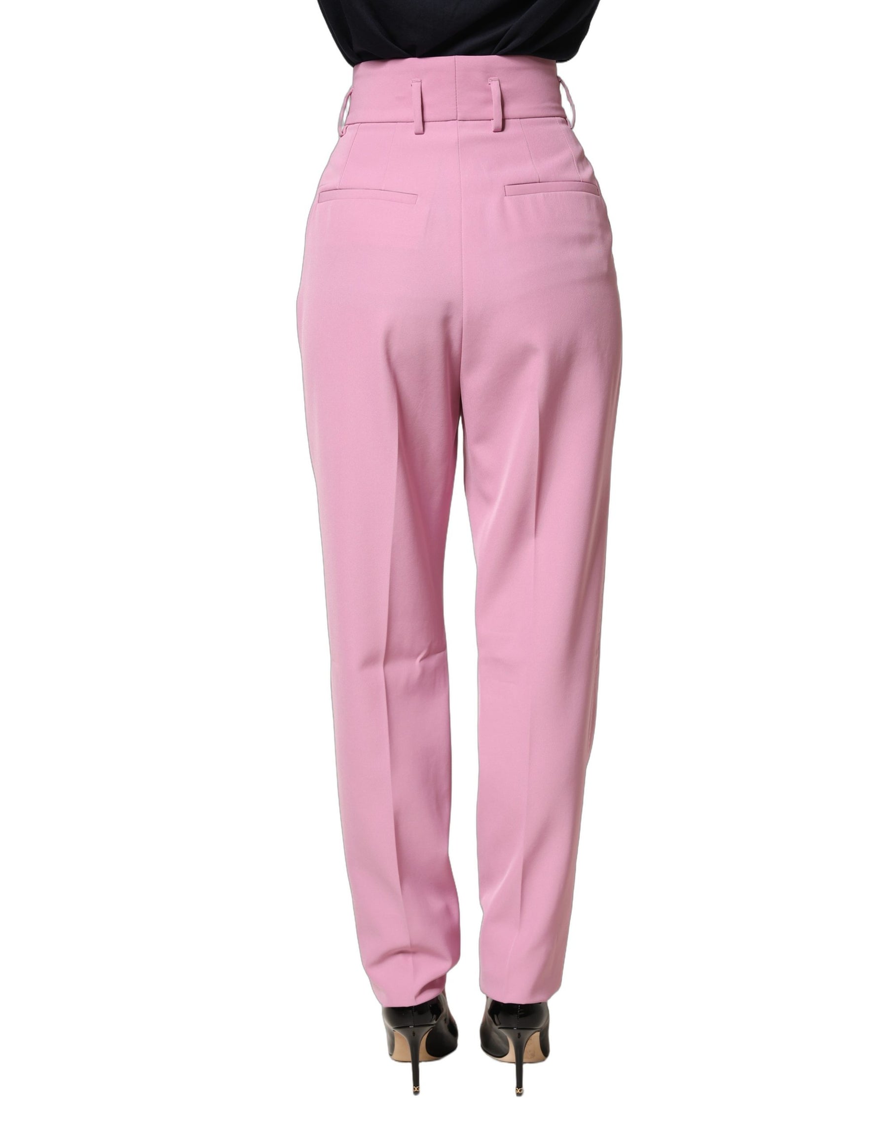 Dolce & Gabbana Pink High Waisted Polyester Trouser Pants | Regal Royce