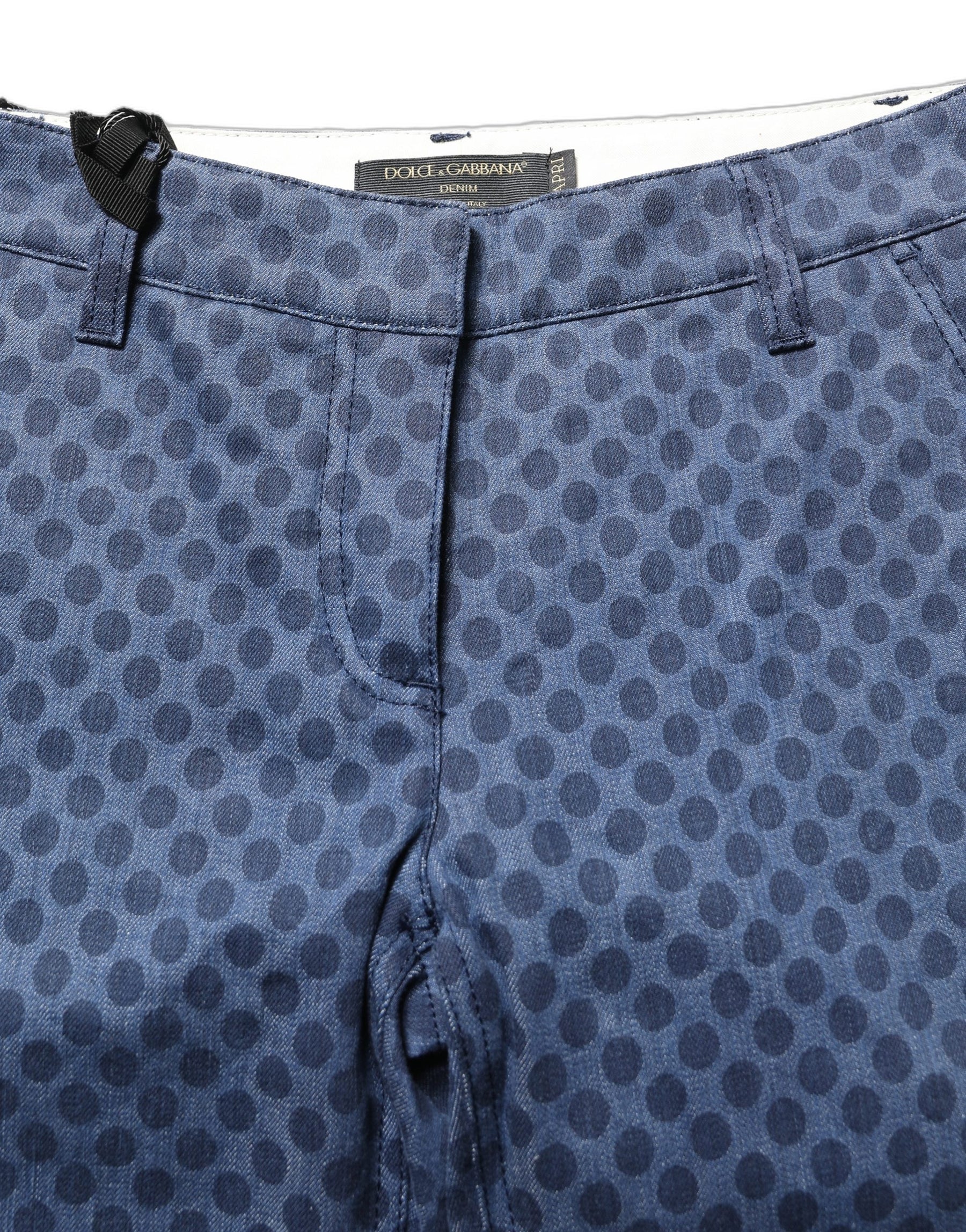 Dolce & Gabbana Blue Polka Dotted Slim Fit Capri Denim Jeans | Regal Royce