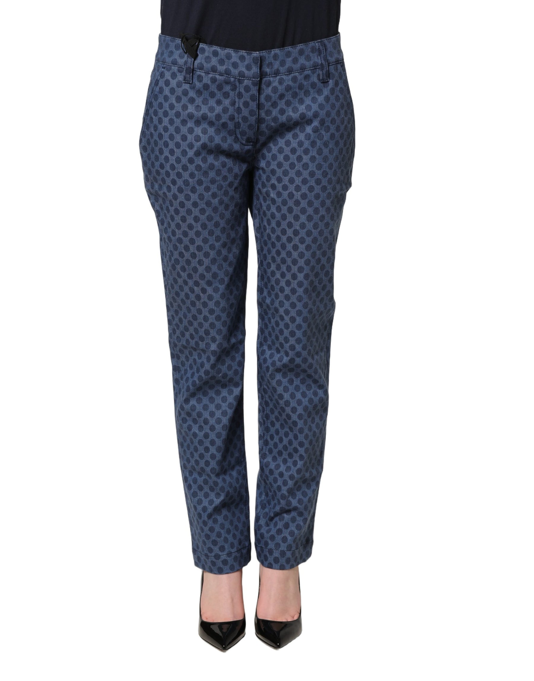 Dolce & Gabbana Blue Polka Dotted Slim Fit Capri Denim Jeans | Regal Royce
