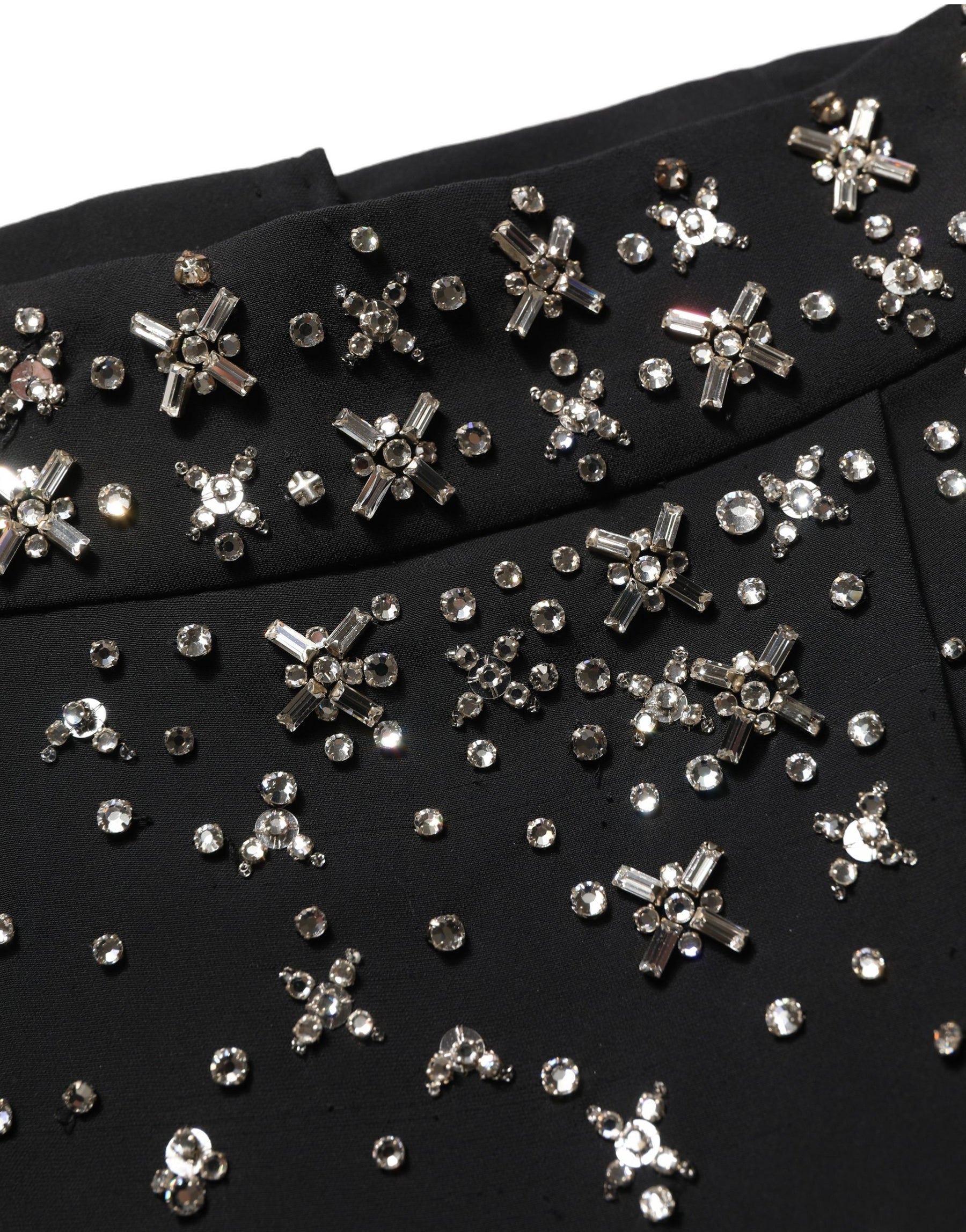 Dolce & Gabbana Black Crystal Embellished High Slit Skirt | Regal Royce