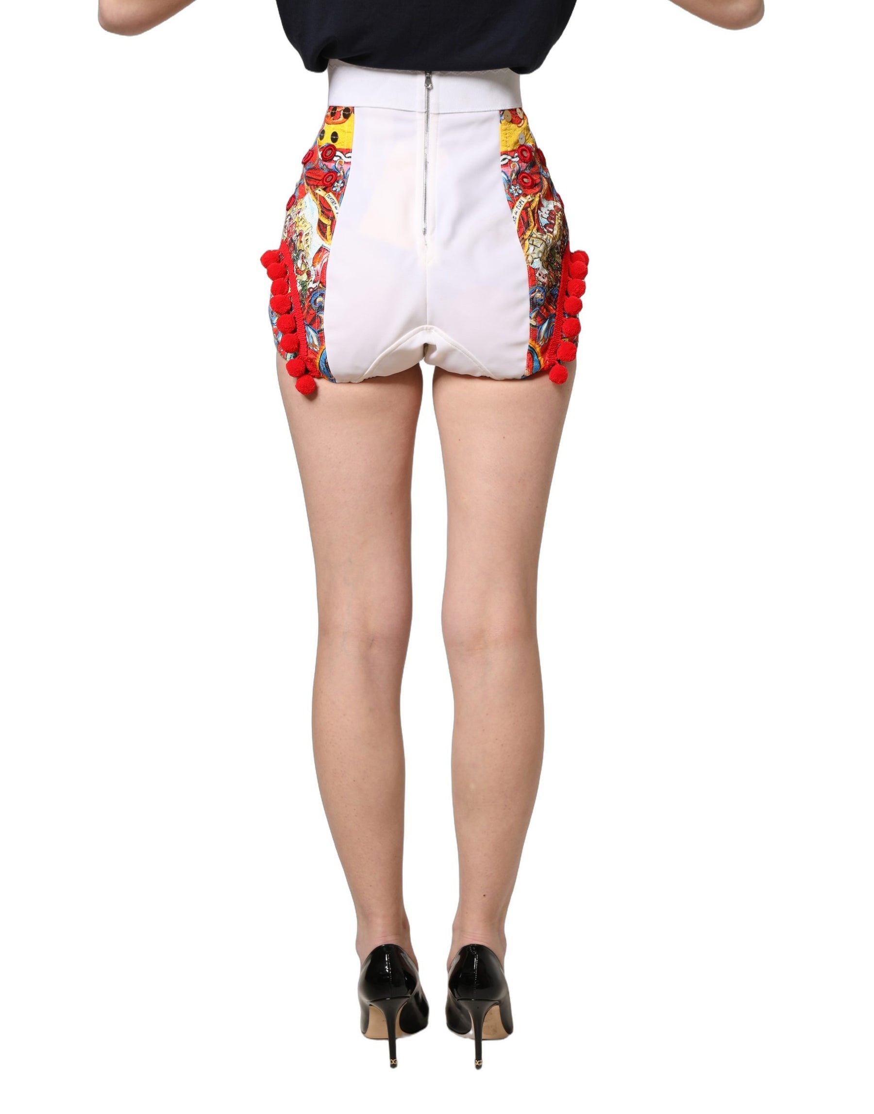 Dolce & Gabbana Multicolor Brocade Jewelled High Waist Hotpants Skirt | Regal Royce