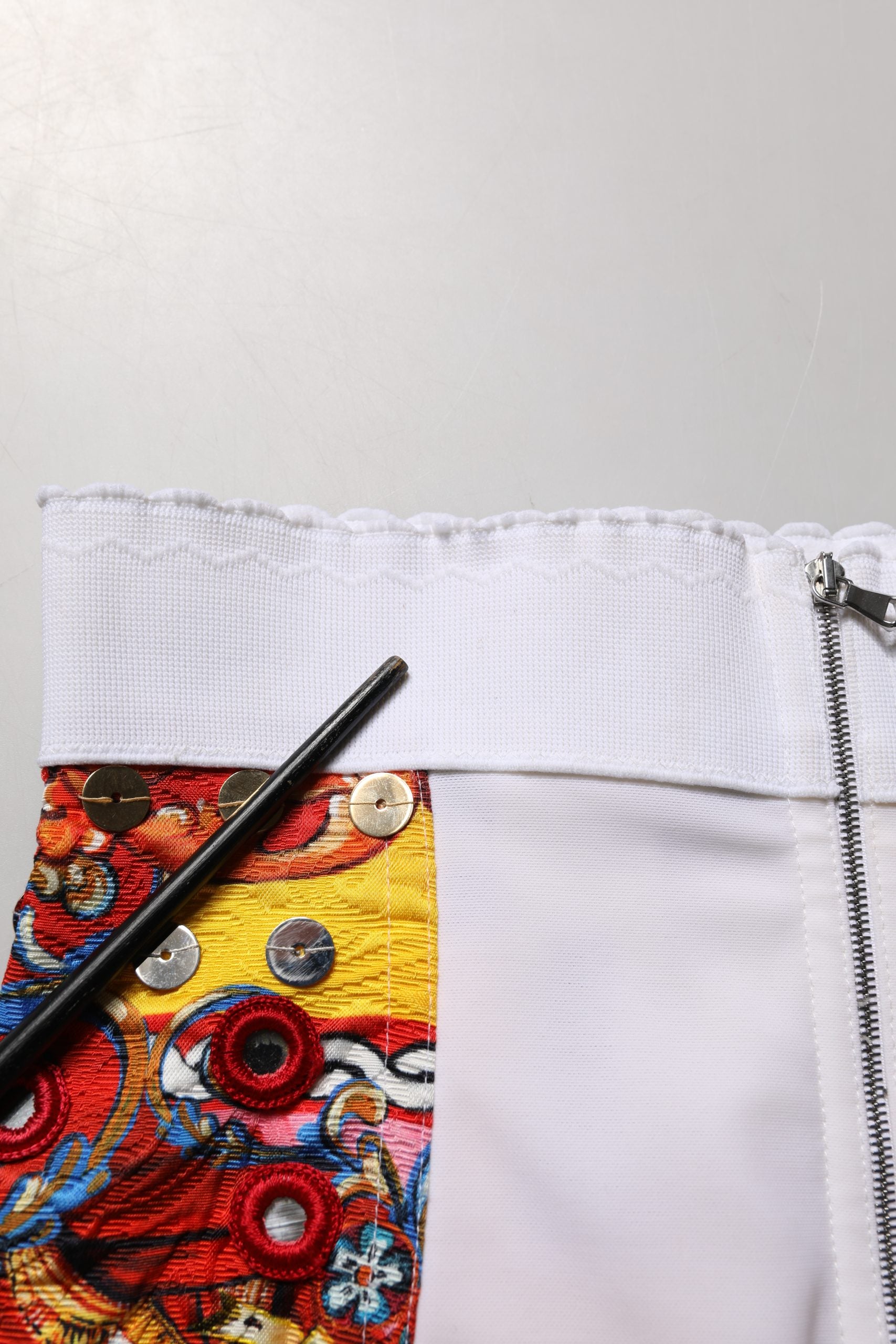 Dolce & Gabbana Multicolor Brocade Jewelled High Waist Hotpants Skirt | Regal Royce