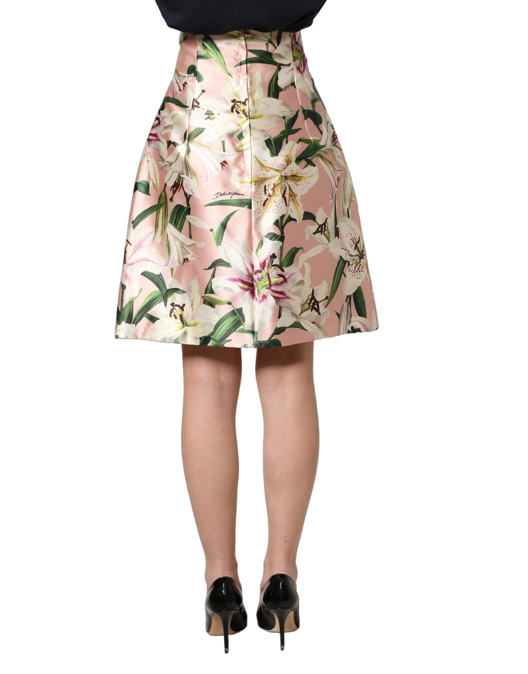 Dolce & Gabbana Pink Lilium High Waist Knee Length Skirt | Regal Royce