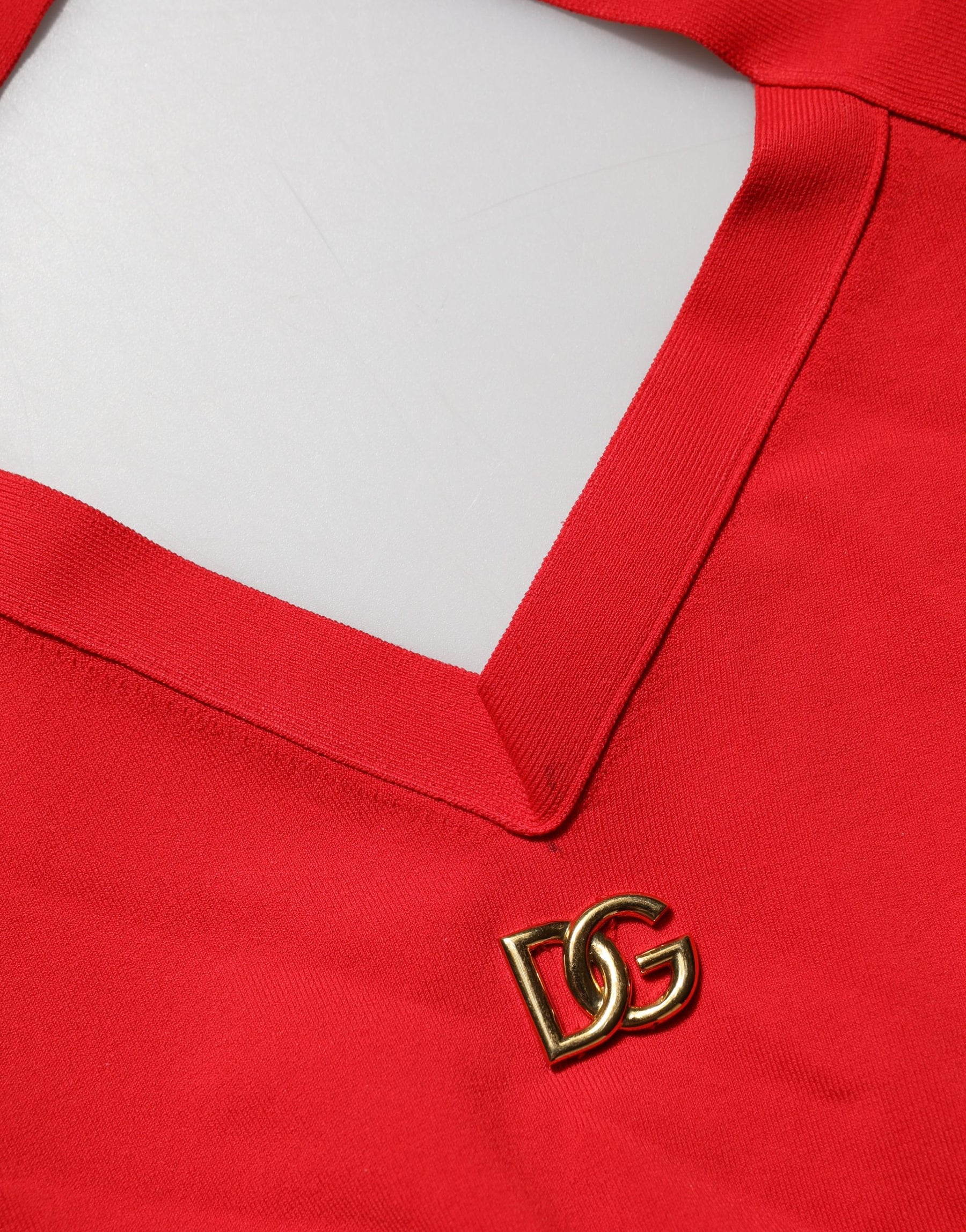 Dolce & Gabbana Red Viscose Sleeveless Halter Crop Tank Top | Regal Royce