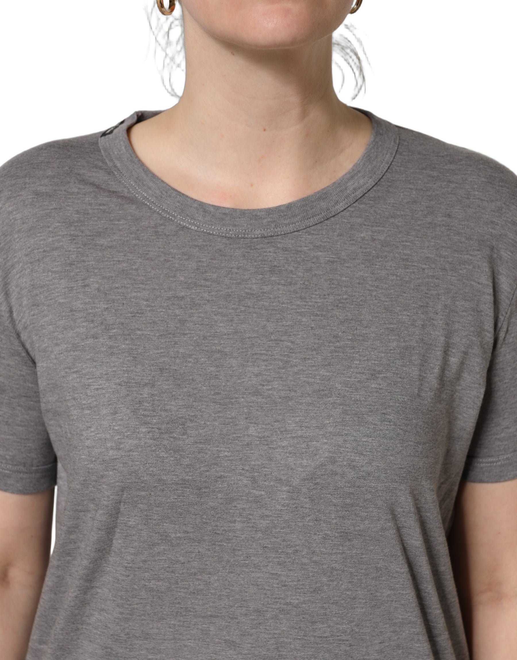 Dolce & Gabbana Grey Cotton Short Sleeves Crew Neck T-shirt | Regal Royce