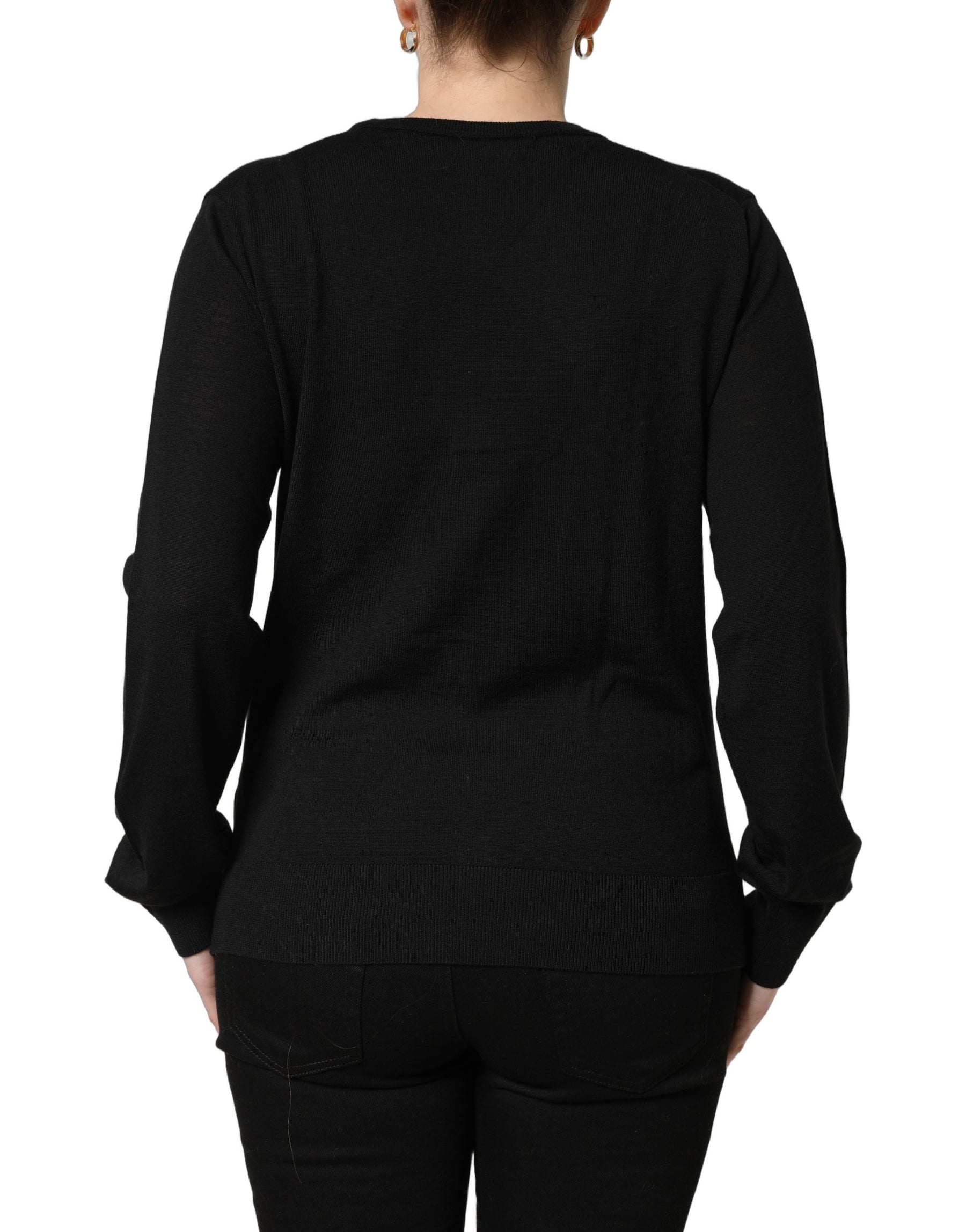 Dolce & Gabbana Black Wool Knit Button Cardigan Sweater | Regal Royce