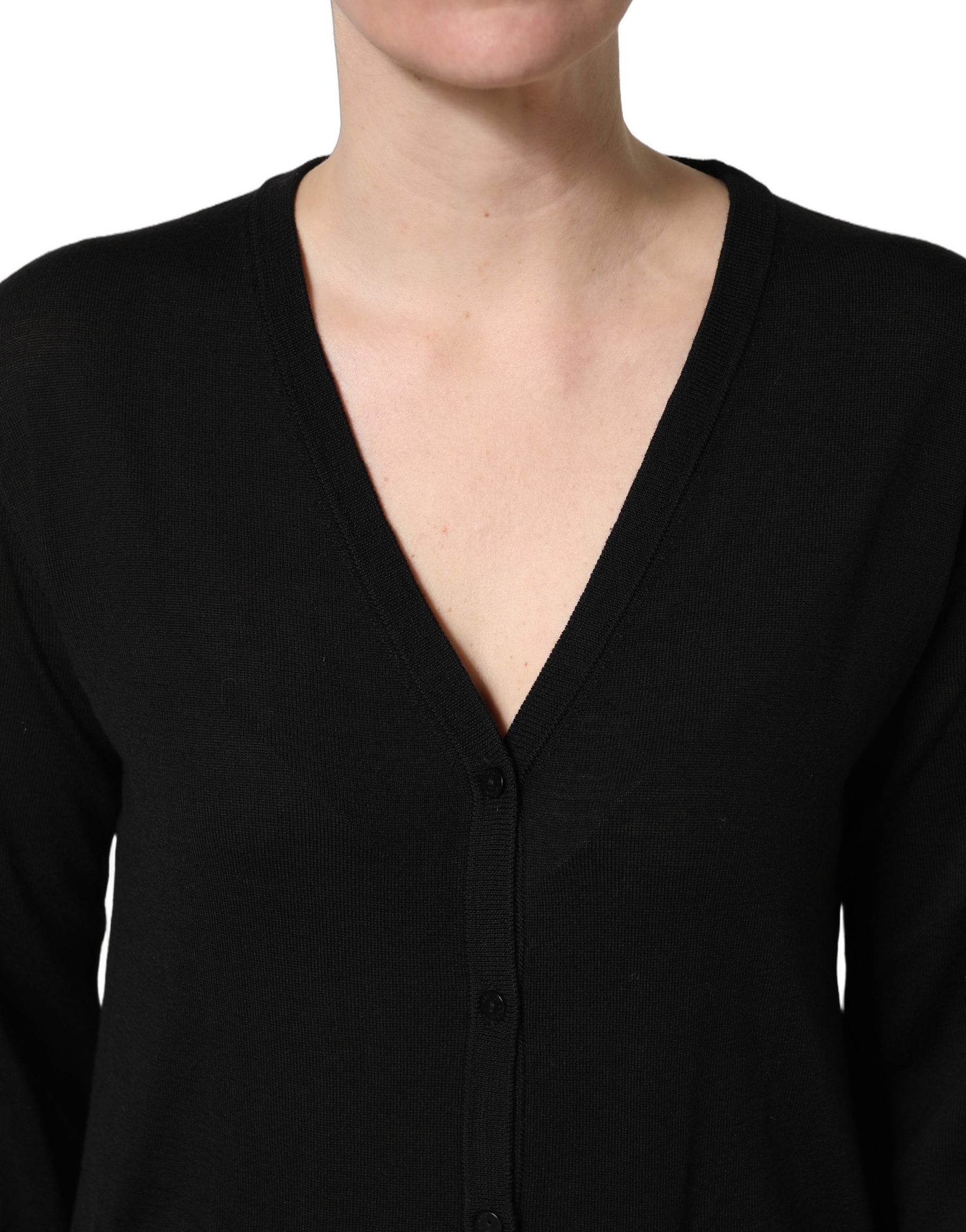 Dolce & Gabbana Black Wool Knit Button Cardigan Sweater | Regal Royce