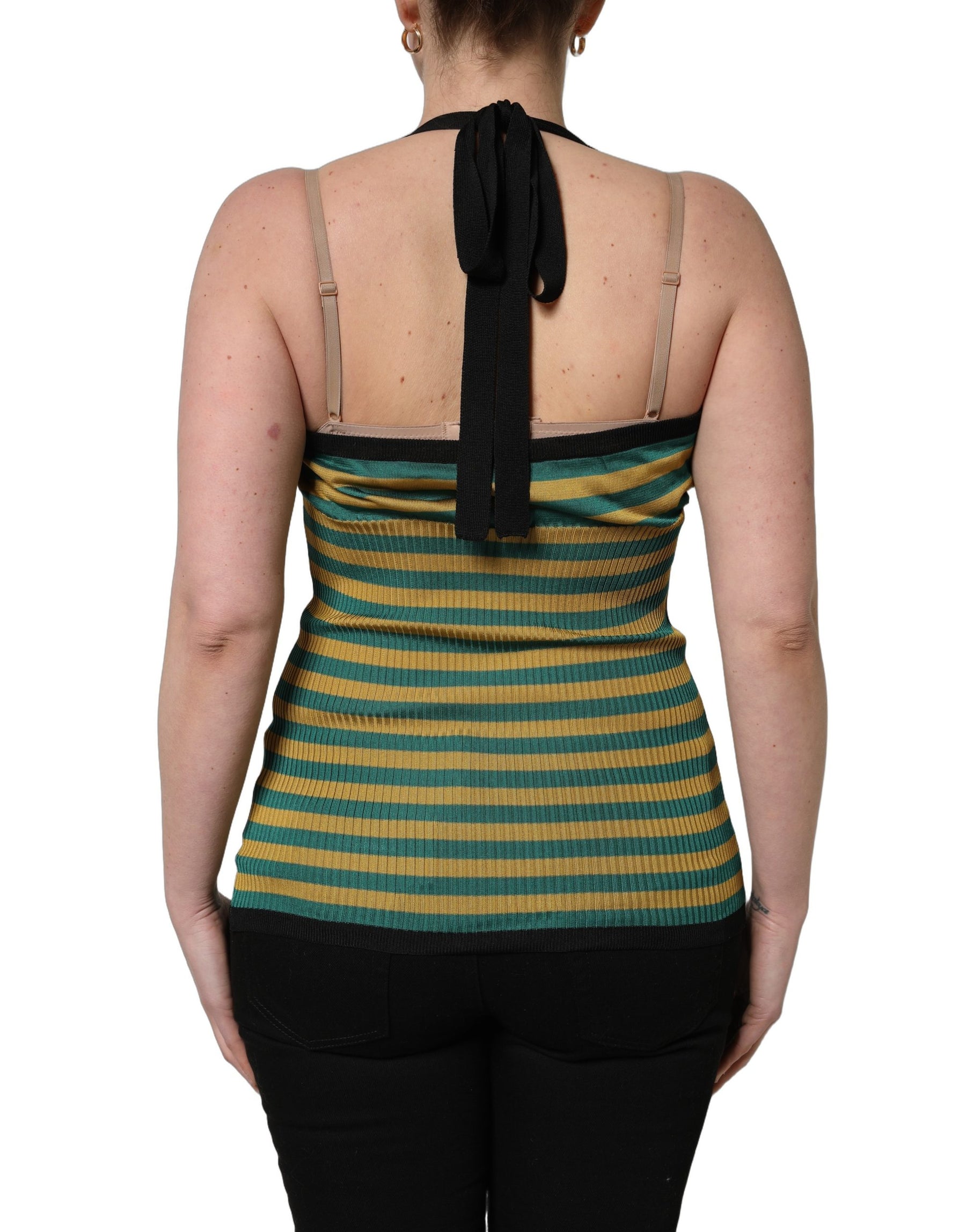 Dolce & Gabbana Multicolor Stripes Wool Knit Halter Tank Top | Regal Royce