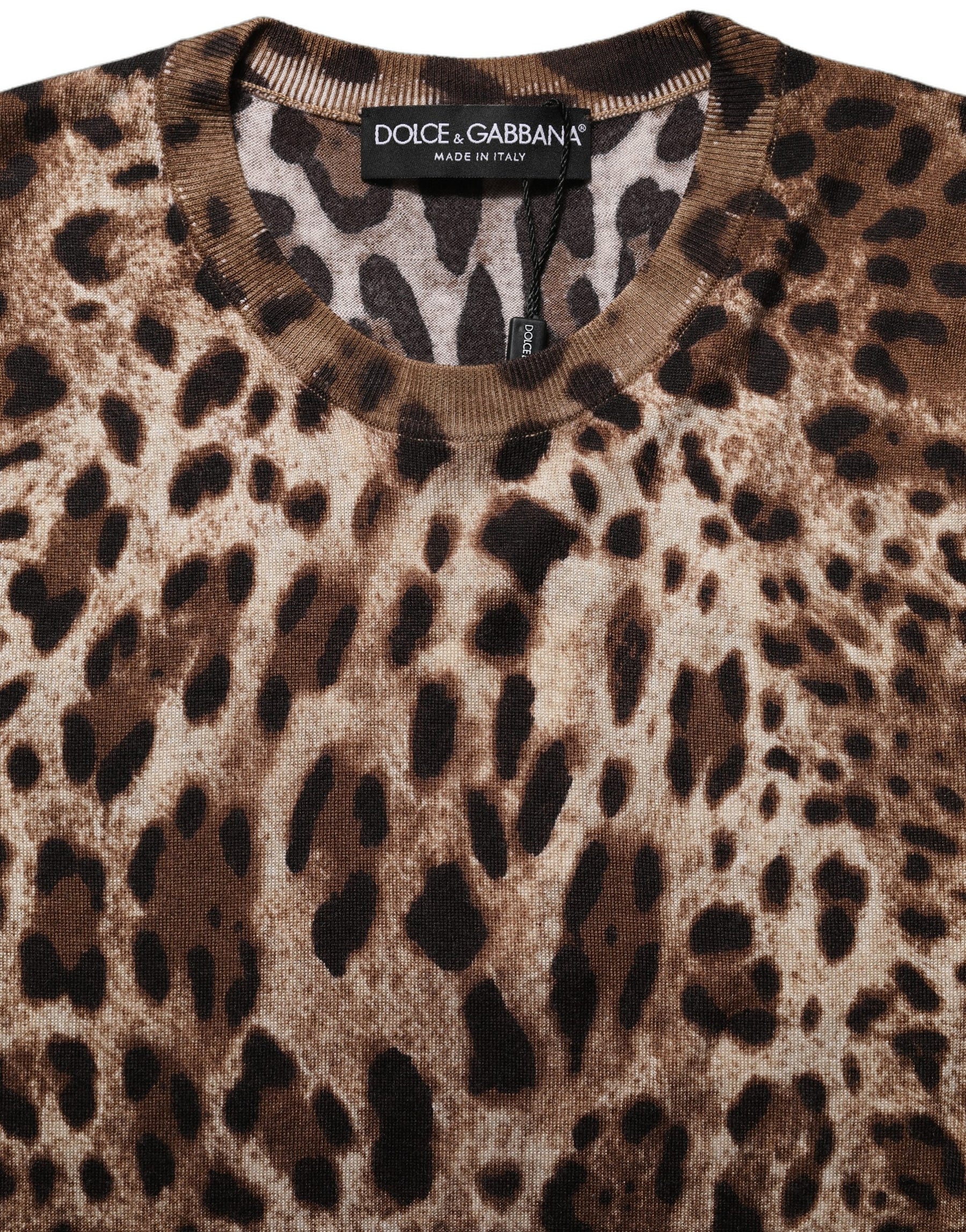 Dolce & Gabbana Brown Leopard Crew Neck Sleeveless Tank Top | Regal Royce