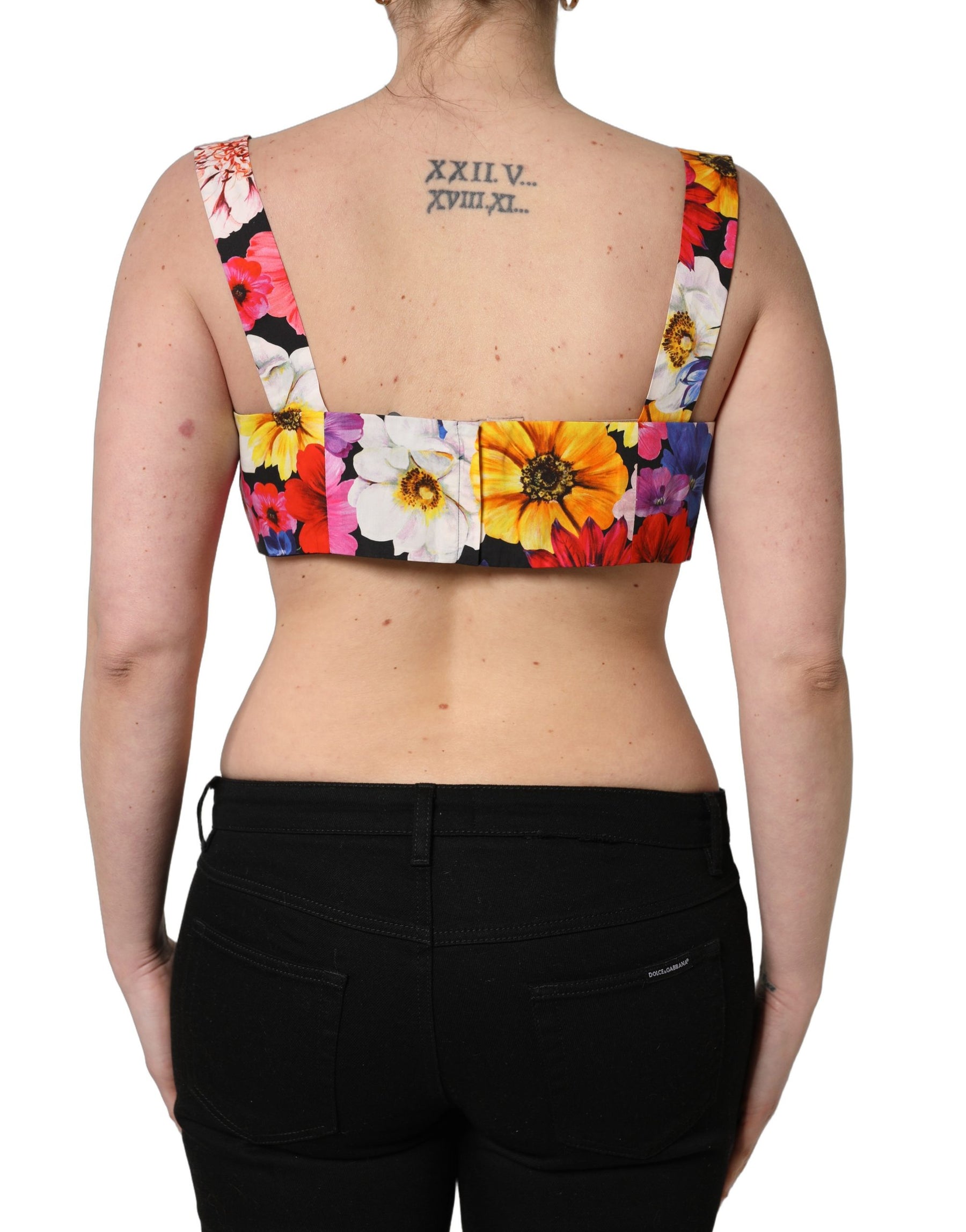 Dolce & Gabbana Multicolor Floral Cropped Bustier Tank Top | Regal Royce