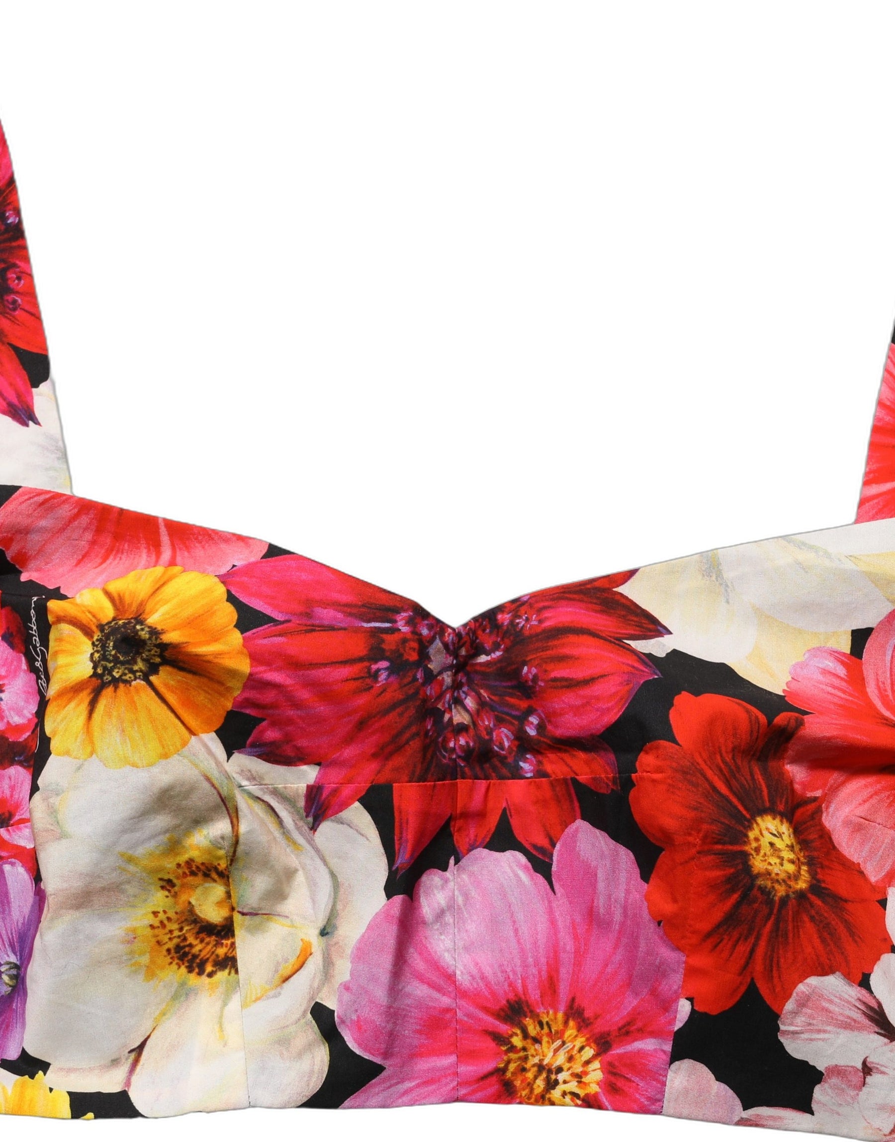 Dolce & Gabbana Multicolor Floral Cropped Bustier Tank Top | Regal Royce