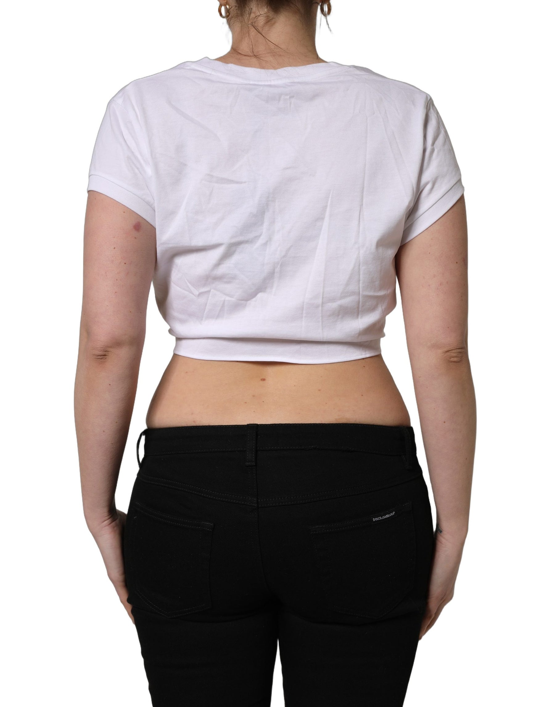 Dolce & Gabbana White Logo Embroidered TieWaist Cropped Top | Regal Royce