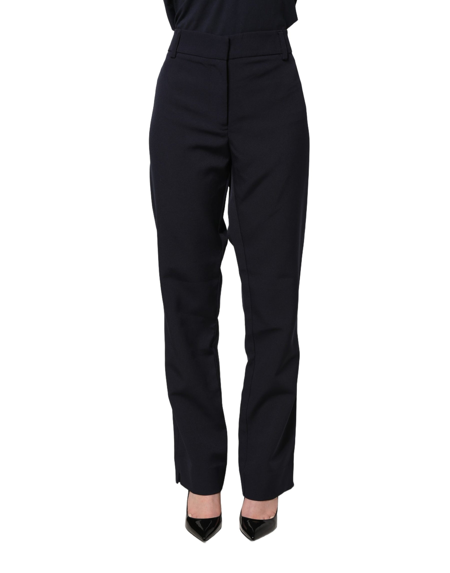 Blugirl Dark Blue High Waist Straight Dress Formal Trouser Pants | Regal Royce