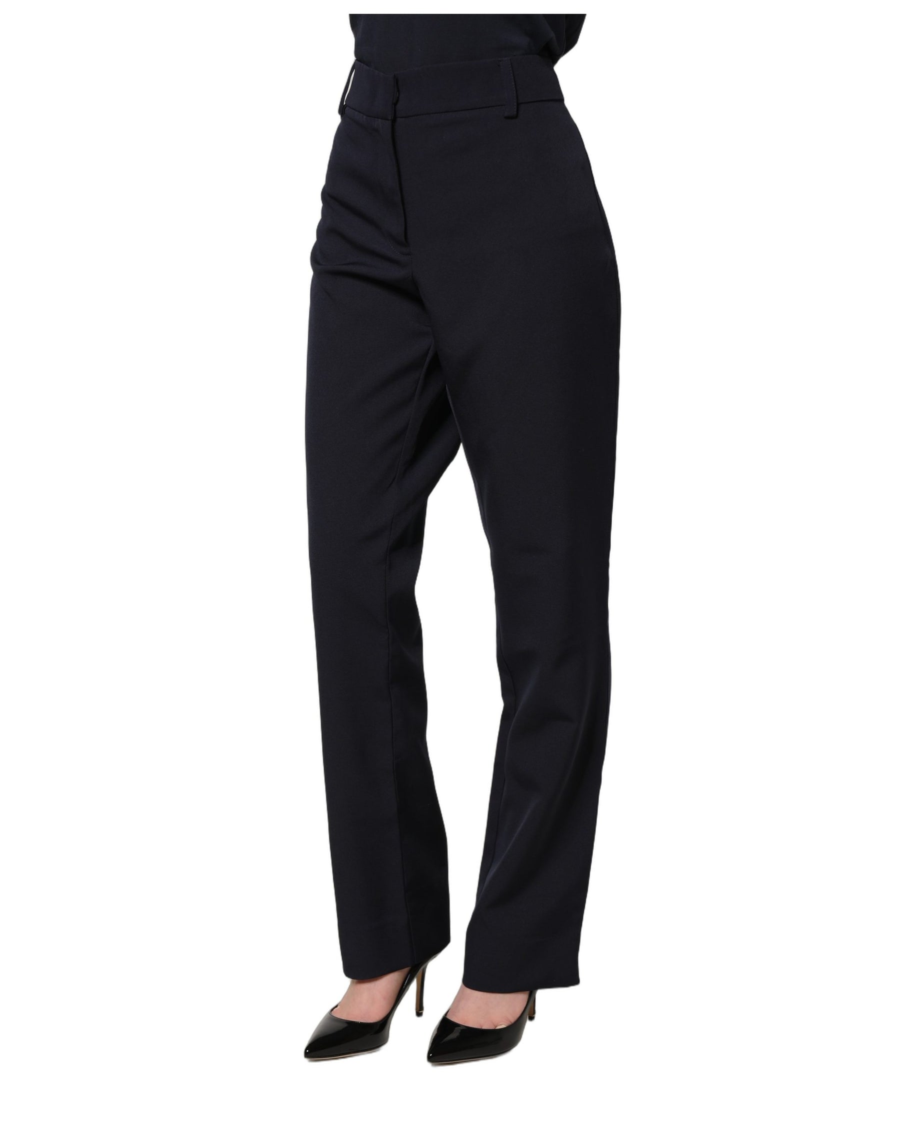 Blugirl Dark Blue High Waist Straight Dress Formal Trouser Pants | Regal Royce
