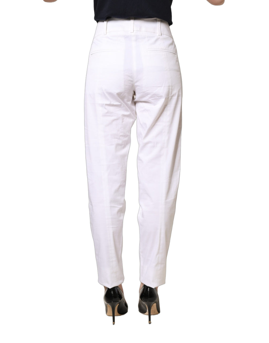 Patrizia Pepe White Mid Waist Tapered Formal Trousers Pants