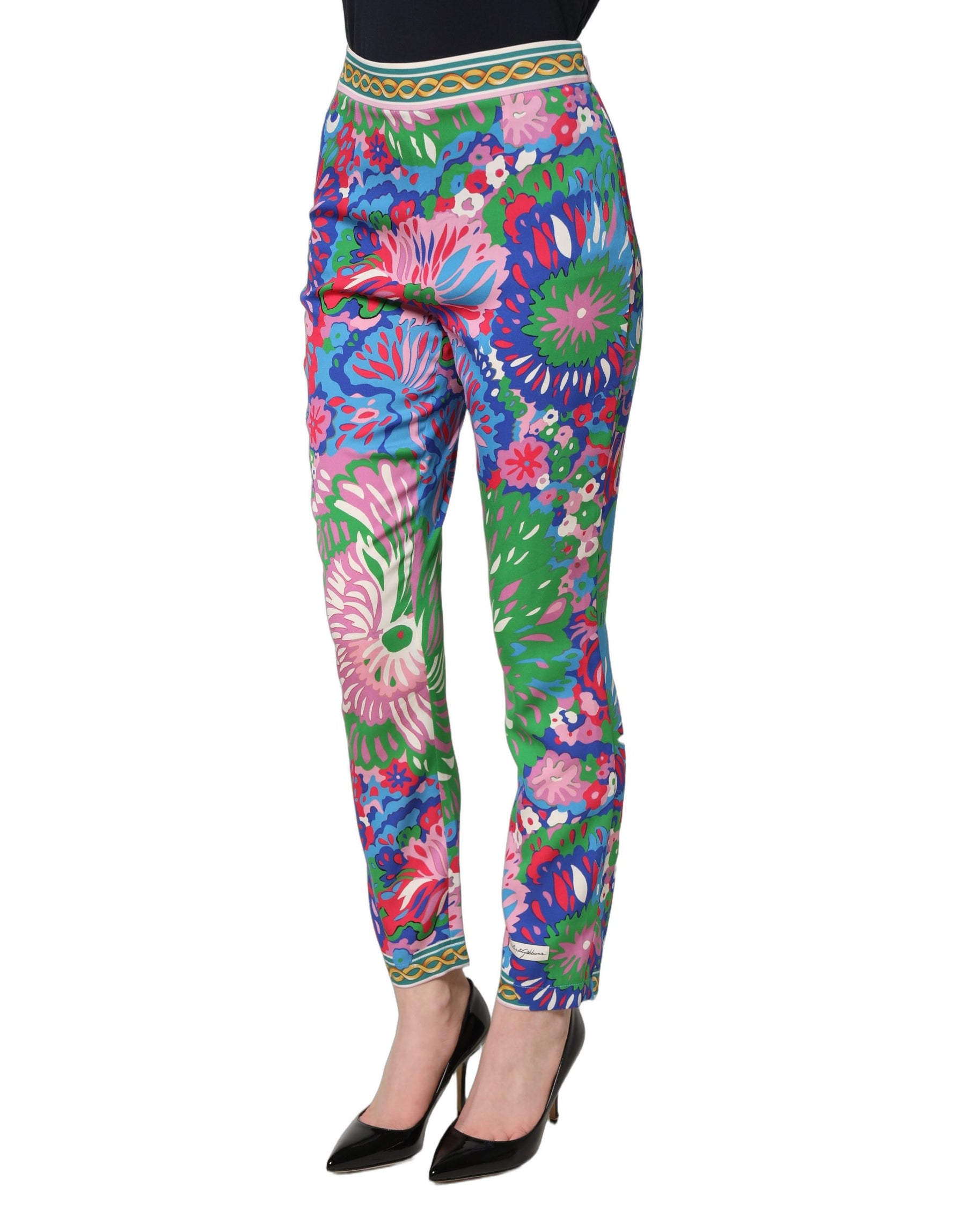Dolce & Gabbana Multicolor Floral Stretch Jersey Leggings Pants | Regal Royce