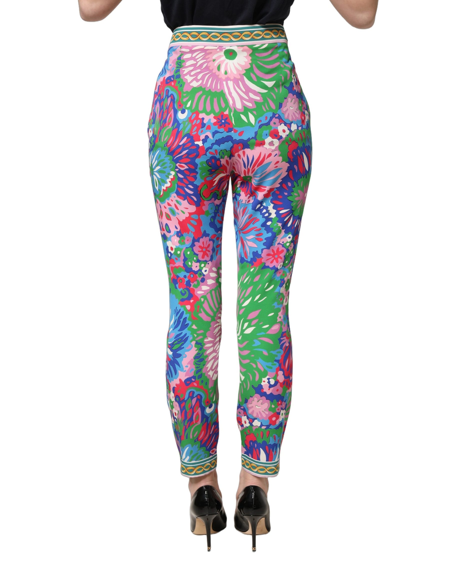 Dolce & Gabbana Multicolor Floral Stretch Jersey Leggings Pants | Regal Royce