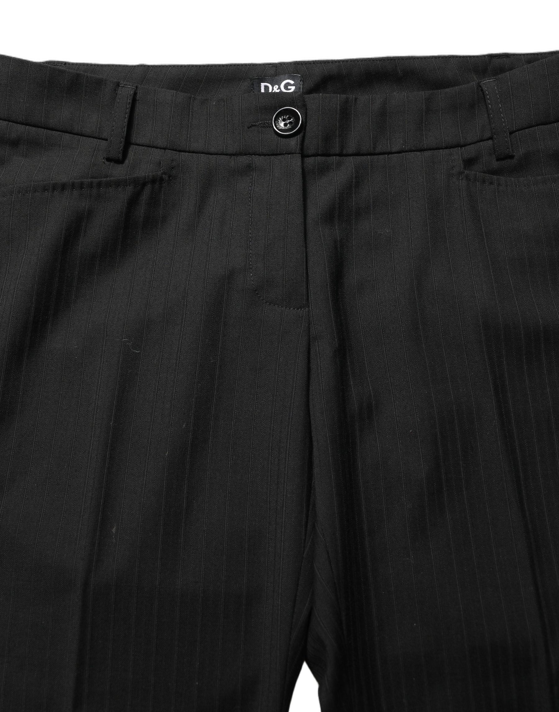 Dolce & Gabbana Black Mid Waisted Polyester Trouser Pants | Regal Royce