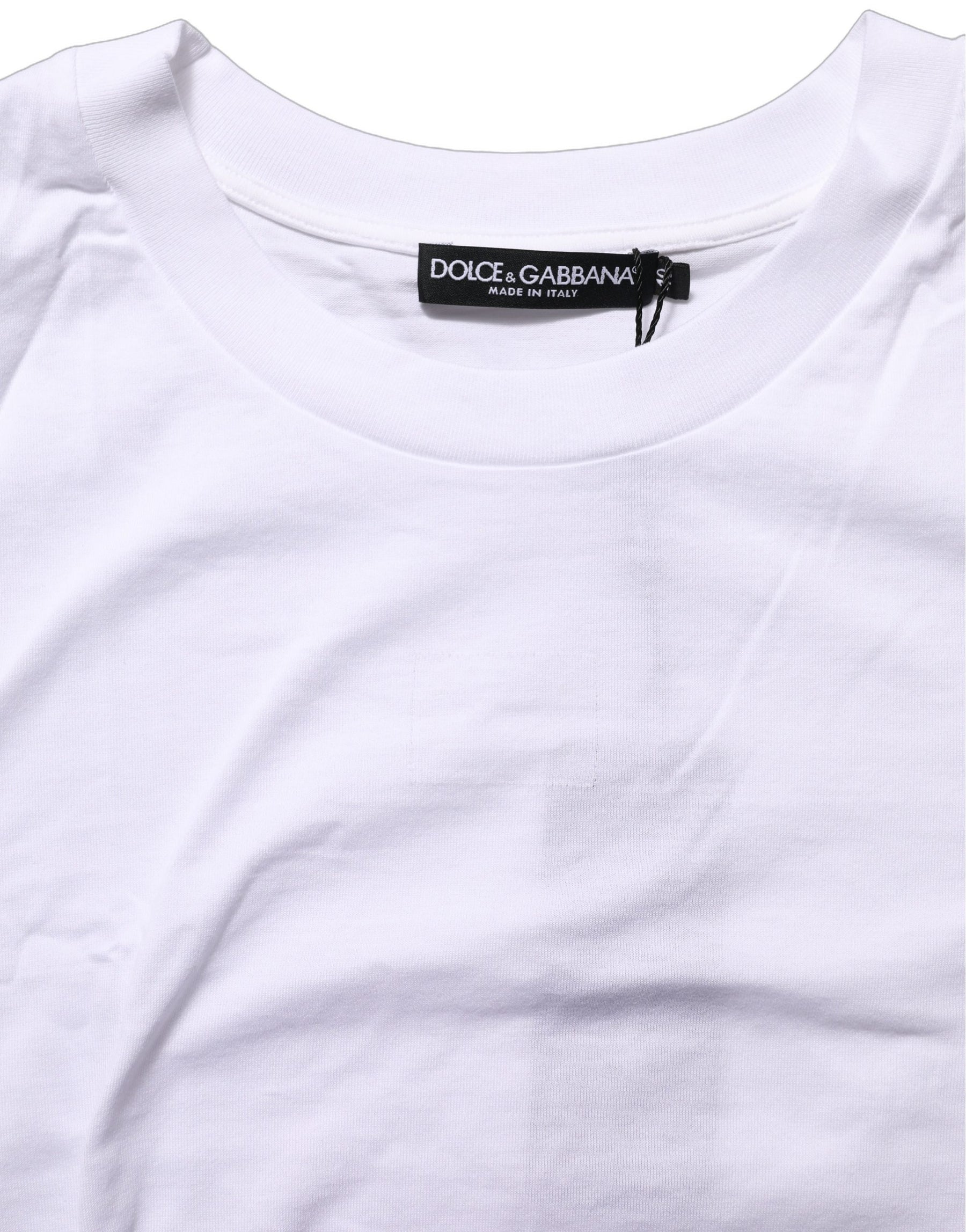 Dolce & Gabbana White Cotton Round Neck Short Sleeves T-Shirt | Regal Royce
