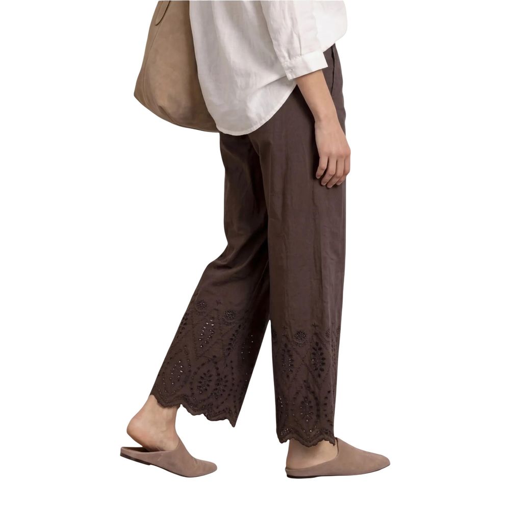 Street One Brown Cotton Casual Pants | Regal Royce