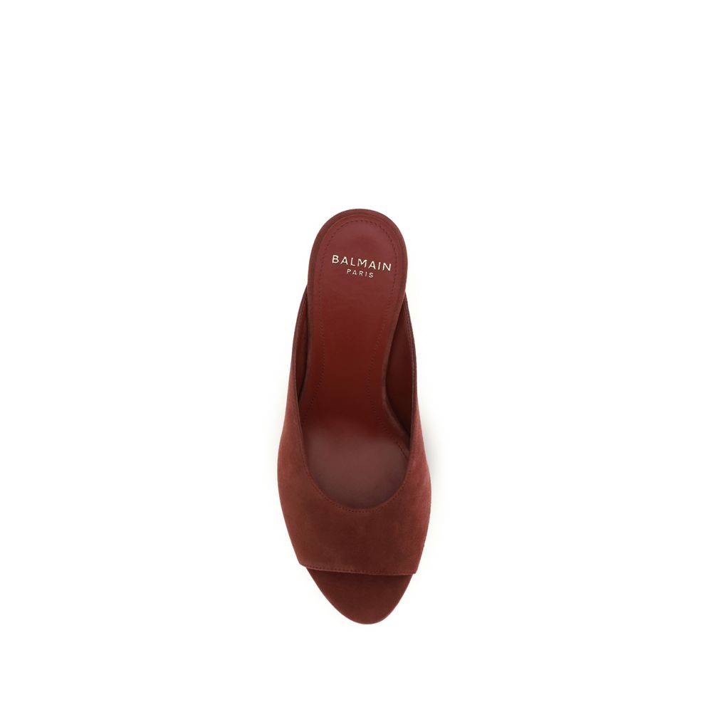 Balmain Bordeaux Goatskin Mules | Regal Royce