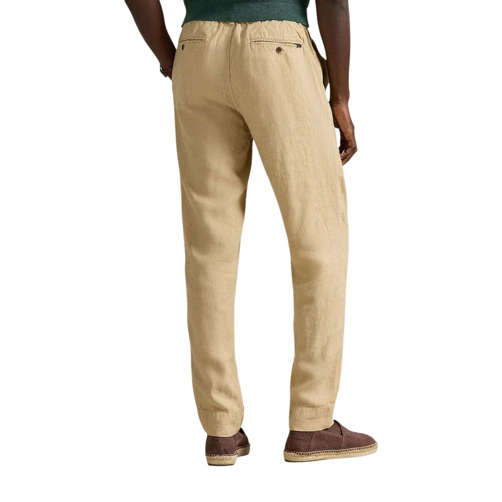 Lyle & Scott Beige Linen Casual Pants | Regal Royce