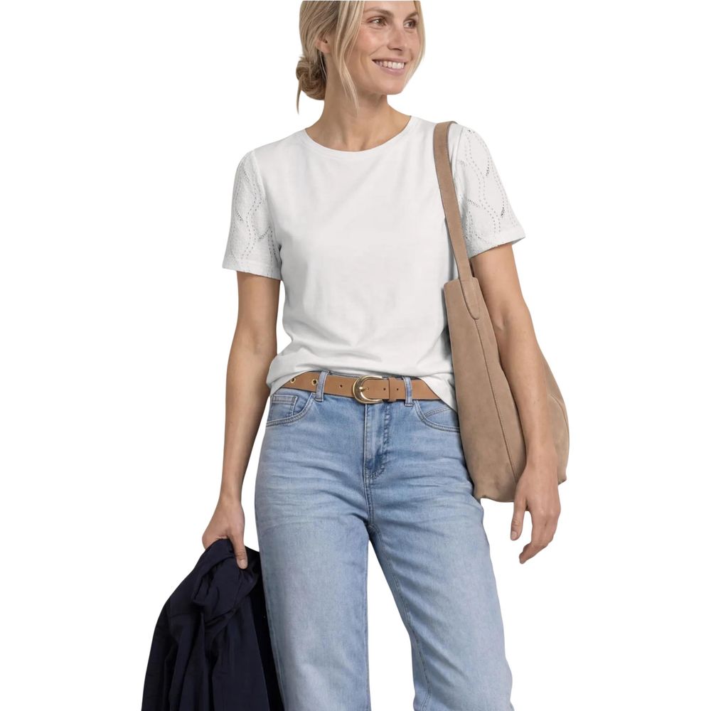 Street One Cream Cotton T-Shirt | Regal Royce