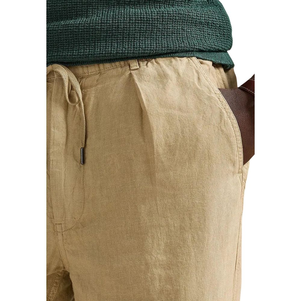 Lyle & Scott Beige Linen Casual Pants | Regal Royce