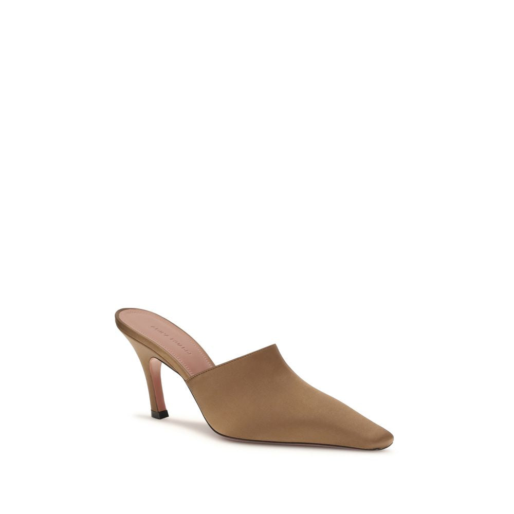 Amina Muaddi Brown Silk Sandals | Regal Royce
