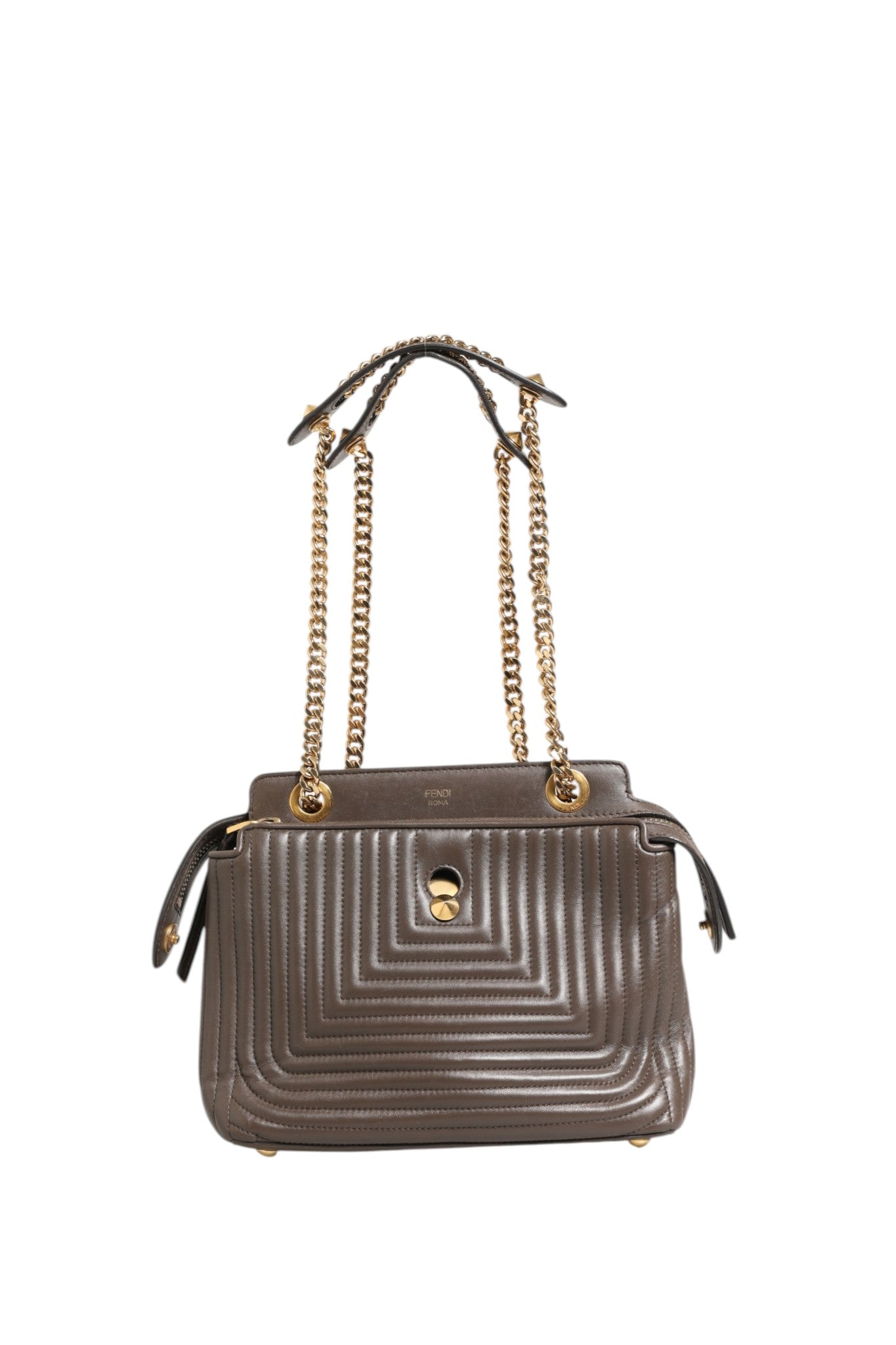 Fendi Brown Quilted Lambskin Leather Dotcom Click Small Shoulder Bag | Regal Royce