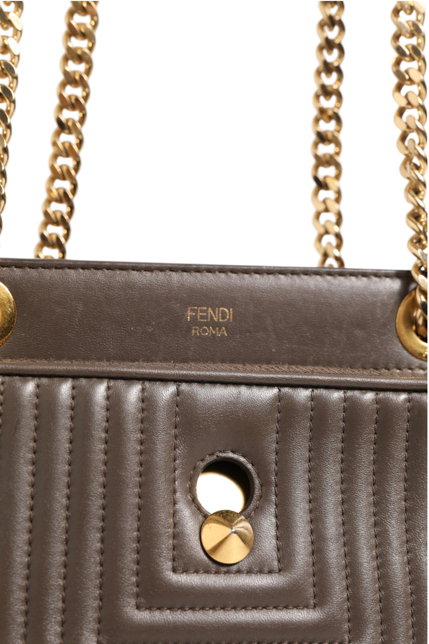 Fendi Brown Quilted Lambskin Leather Dotcom Click Small Shoulder Bag | Regal Royce