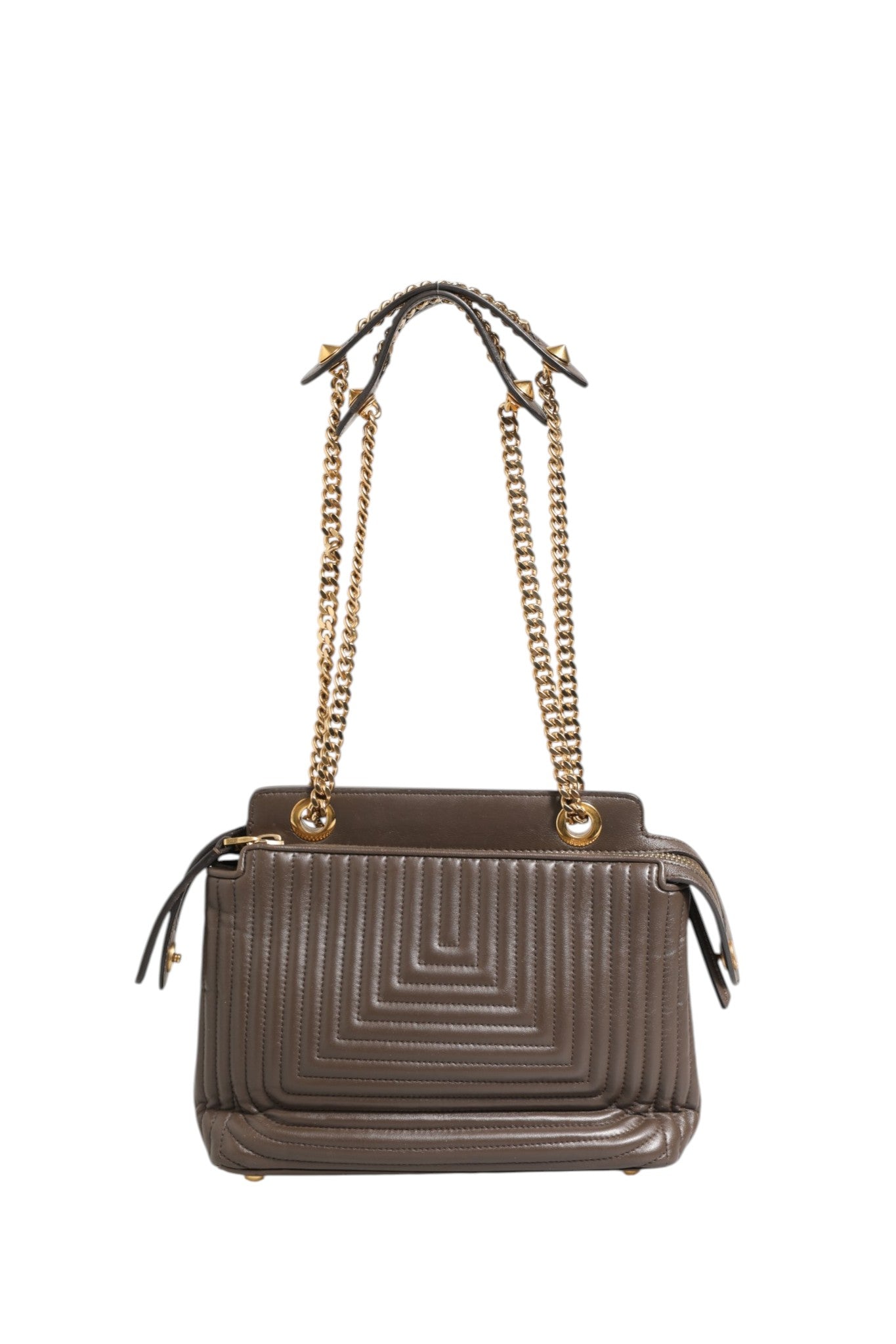 Fendi Brown Quilted Lambskin Leather Dotcom Click Small Shoulder Bag | Regal Royce