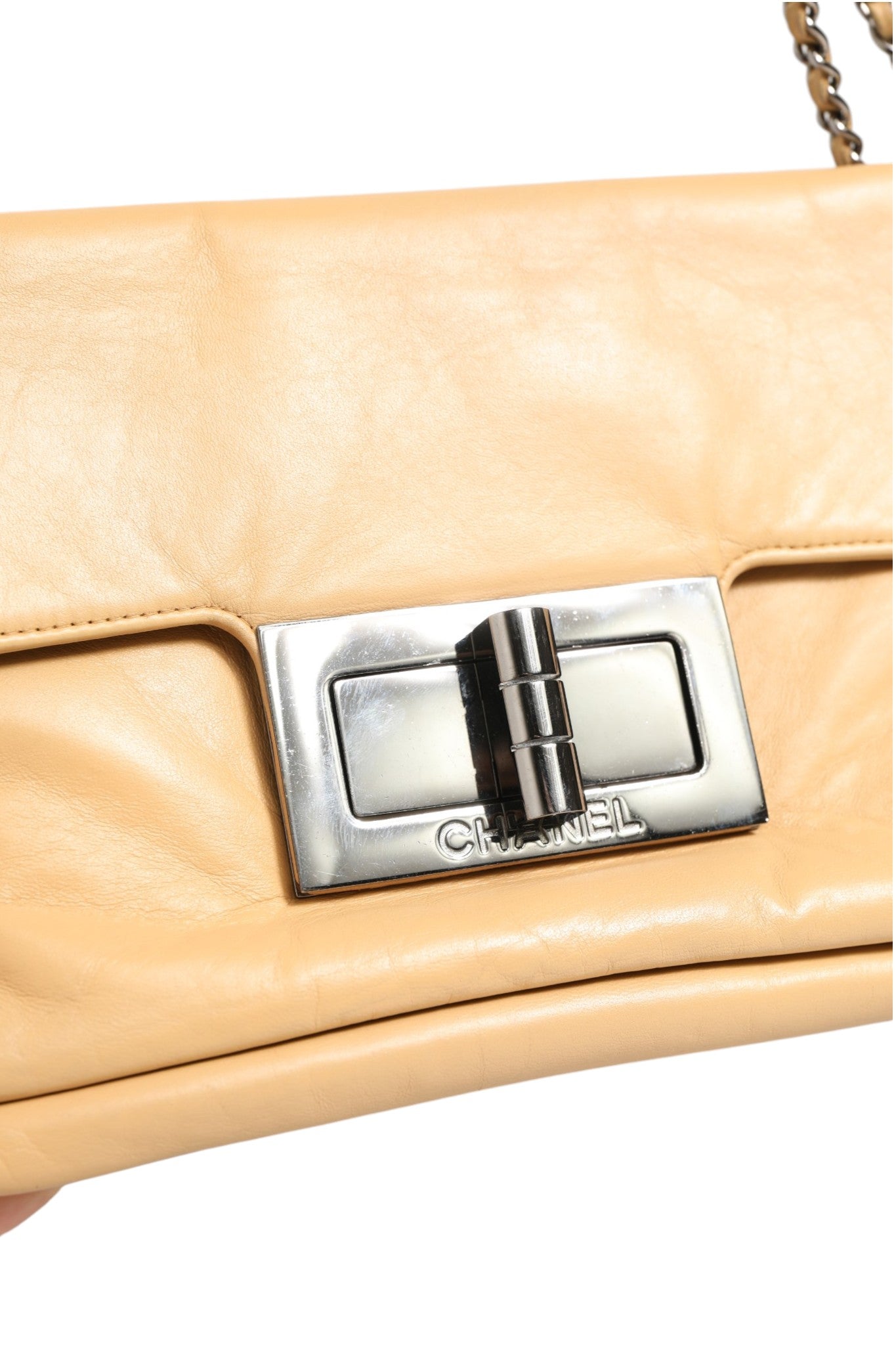 Chanel Beige Lambskin Giant Reissue Mademoiselle Lock Flap Bag | Regal Royce
