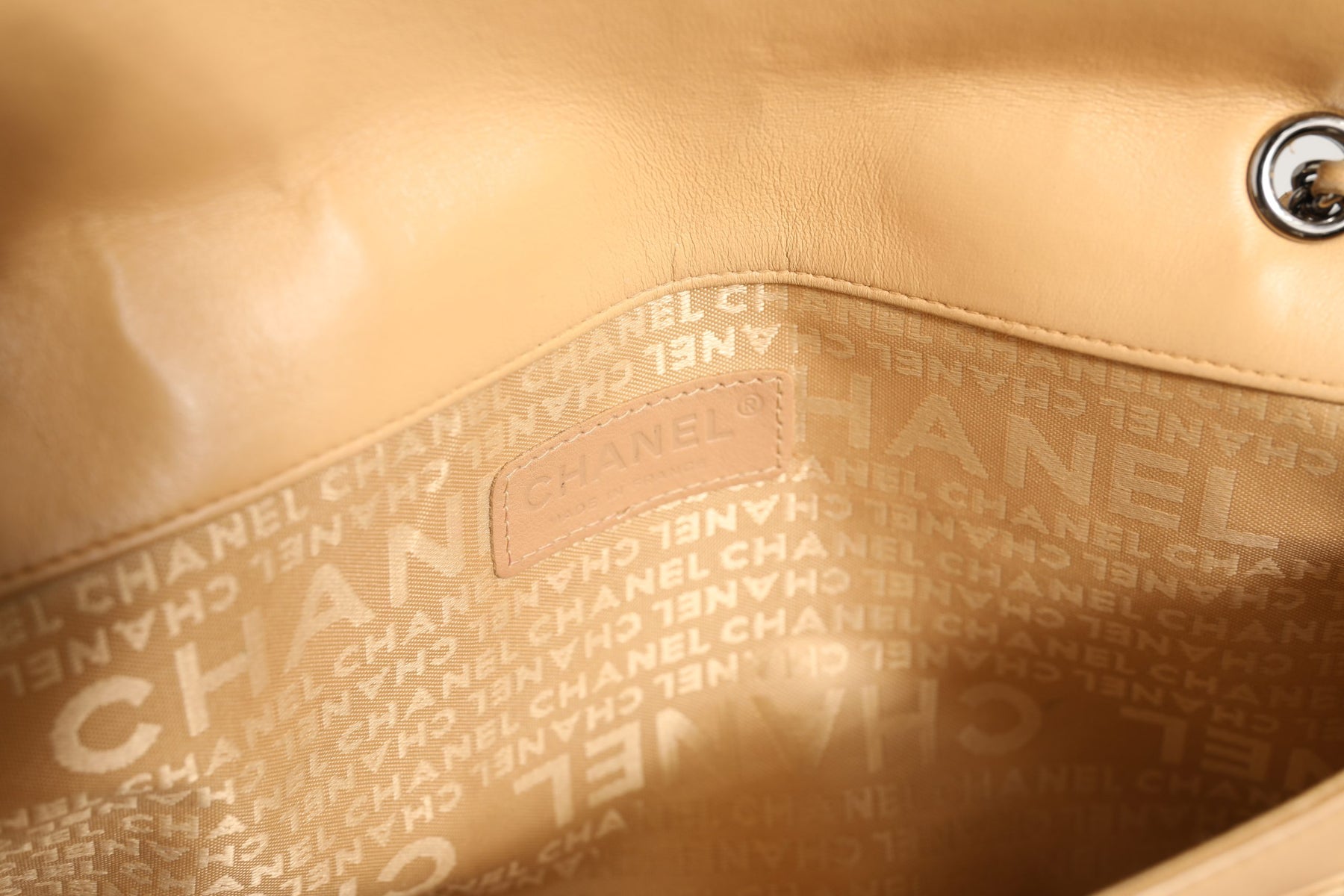 Chanel Beige Lambskin Giant Reissue Mademoiselle Lock Flap Bag | Regal Royce