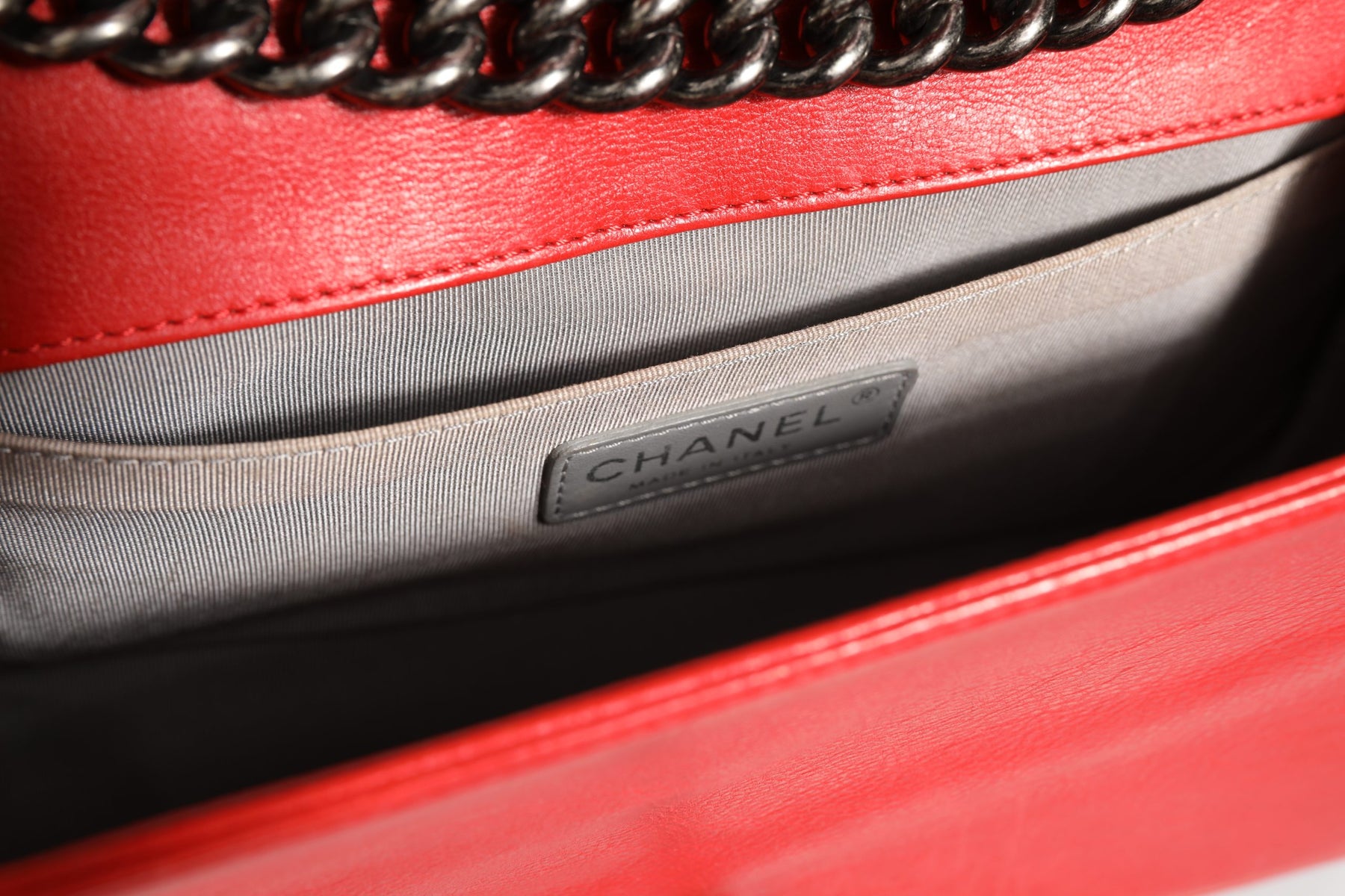 Chanel Red Diamond Stitch Calfskin Leather New Medium Boy Bag | Regal Royce