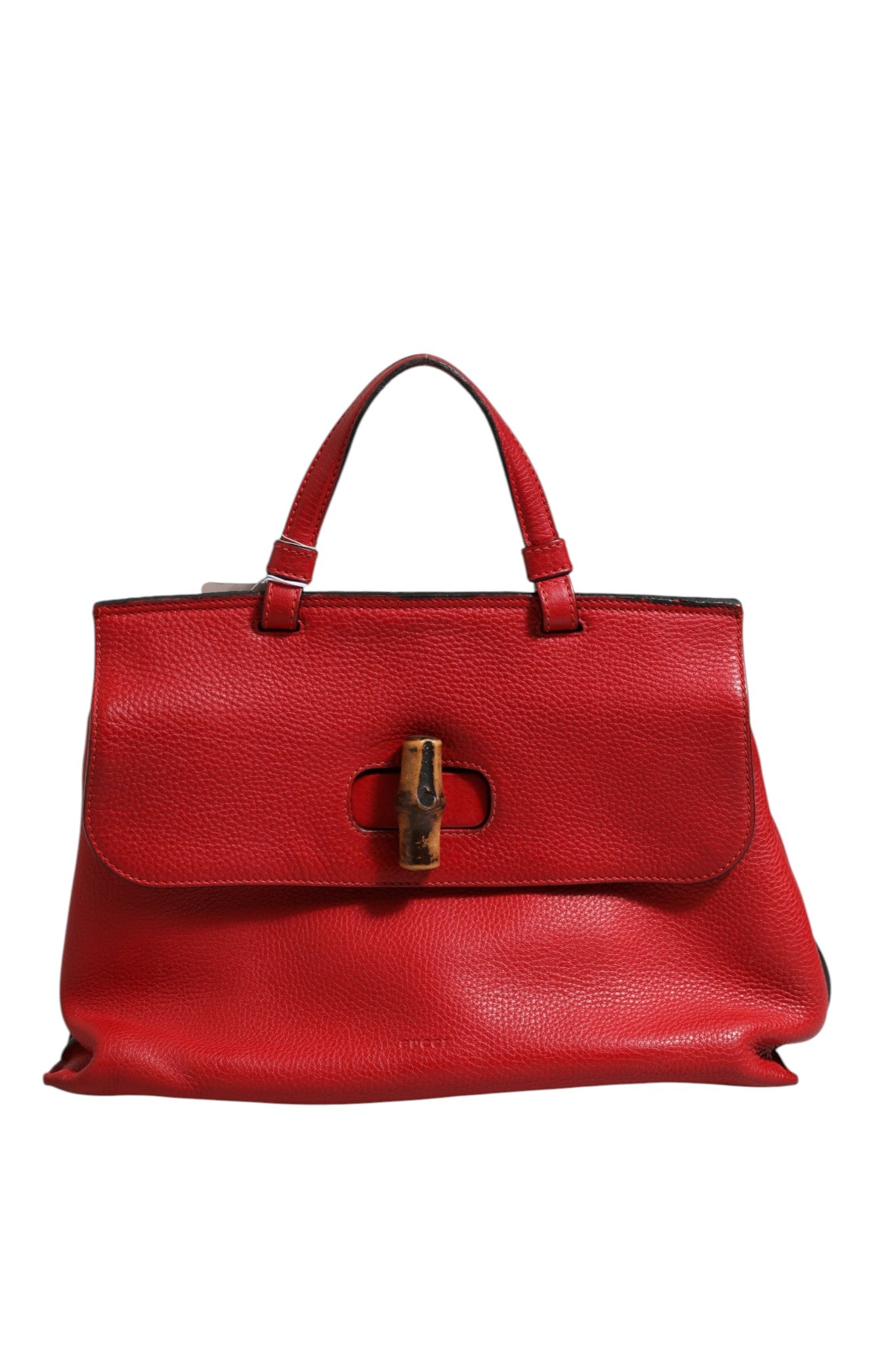Gucci Red Leather Bamboo Daily Tote Crossbody Bag | Regal Royce