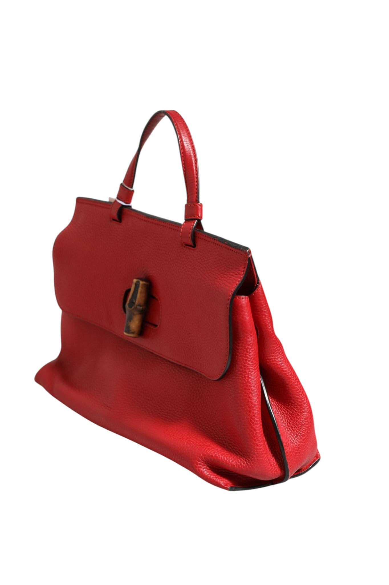 Gucci Red Leather Bamboo Daily Tote Crossbody Bag | Regal Royce