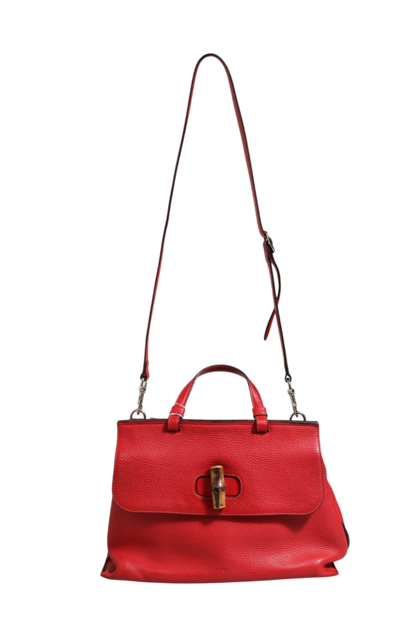Gucci Red Leather Bamboo Daily Tote Crossbody Bag | Regal Royce